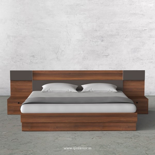 Lambent King Size Storage Bed with Side Tables in Teak and Slate Finish - KBD108 C15