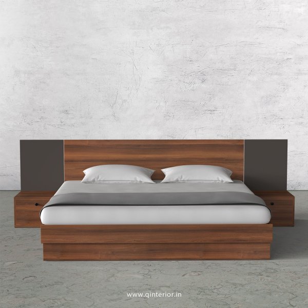Lambent Queen Size Storage Bed with Side Tables in Teak and Slate Finish - QBD101 C15