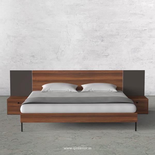 Lambent Queen Size Bed with Side Tables in Teak and Slate Finish - QBD103 C15
