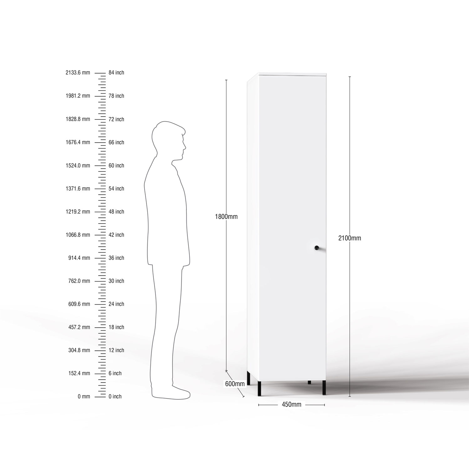 Lambent 1 Door Wardrobe in White and Slate Finish – SWRD001 C16