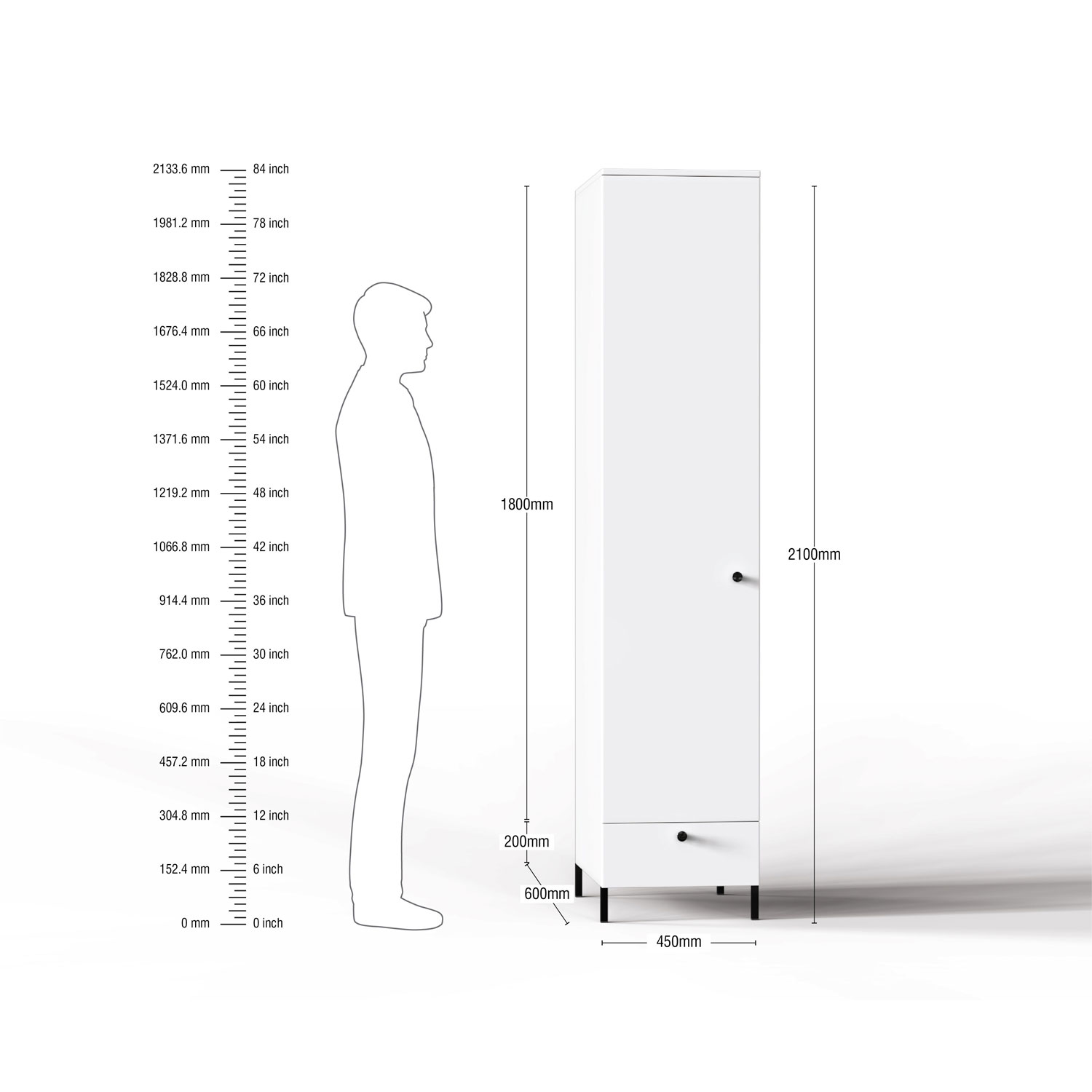 Lambent 1 Door Wardrobe in Walnut and Pale Grey Finish – SWRD002 C23