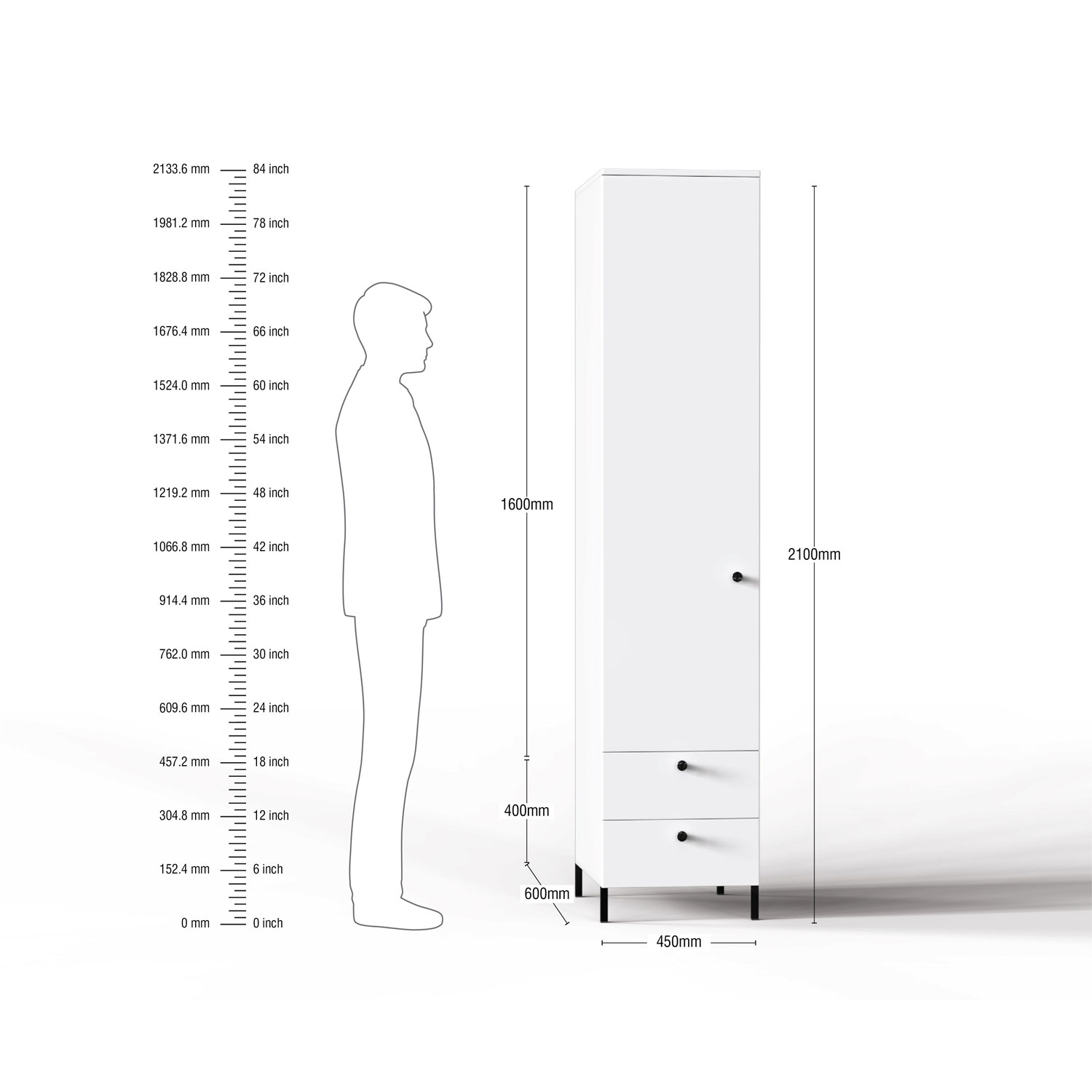 Lambent 1 Door Wardrobe in White and Shangrilla Finish – SWRD004 C14