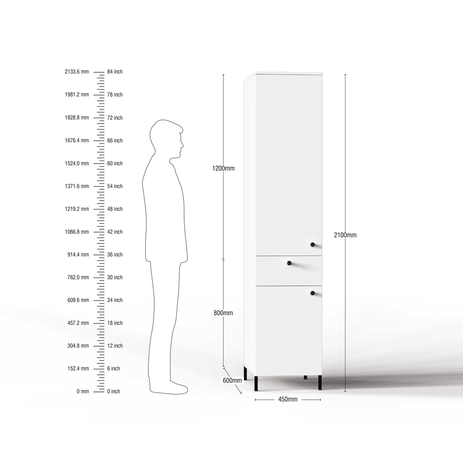 Stable 1 Door Wardrobe in White Finish – SWRD010 C4