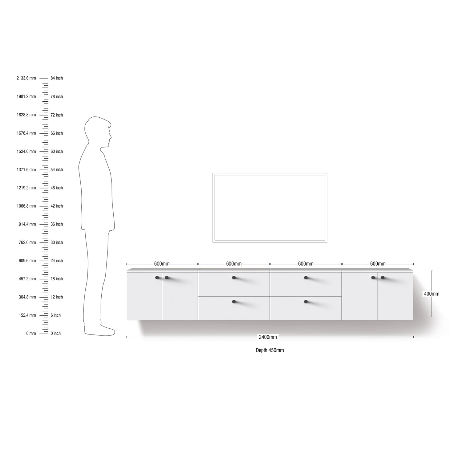 Lambent TV Wall Unit in White and Shangrila Finish – TVW010 C14