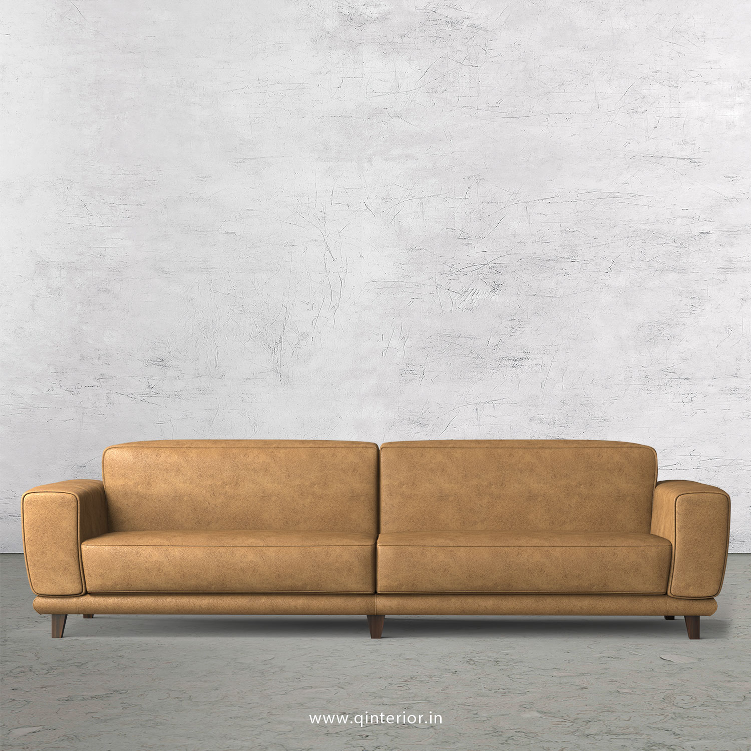 Avana 4 Seater Sofa in Fab Leather Fabric - SFA008 FL02 in Wooden Brown ...