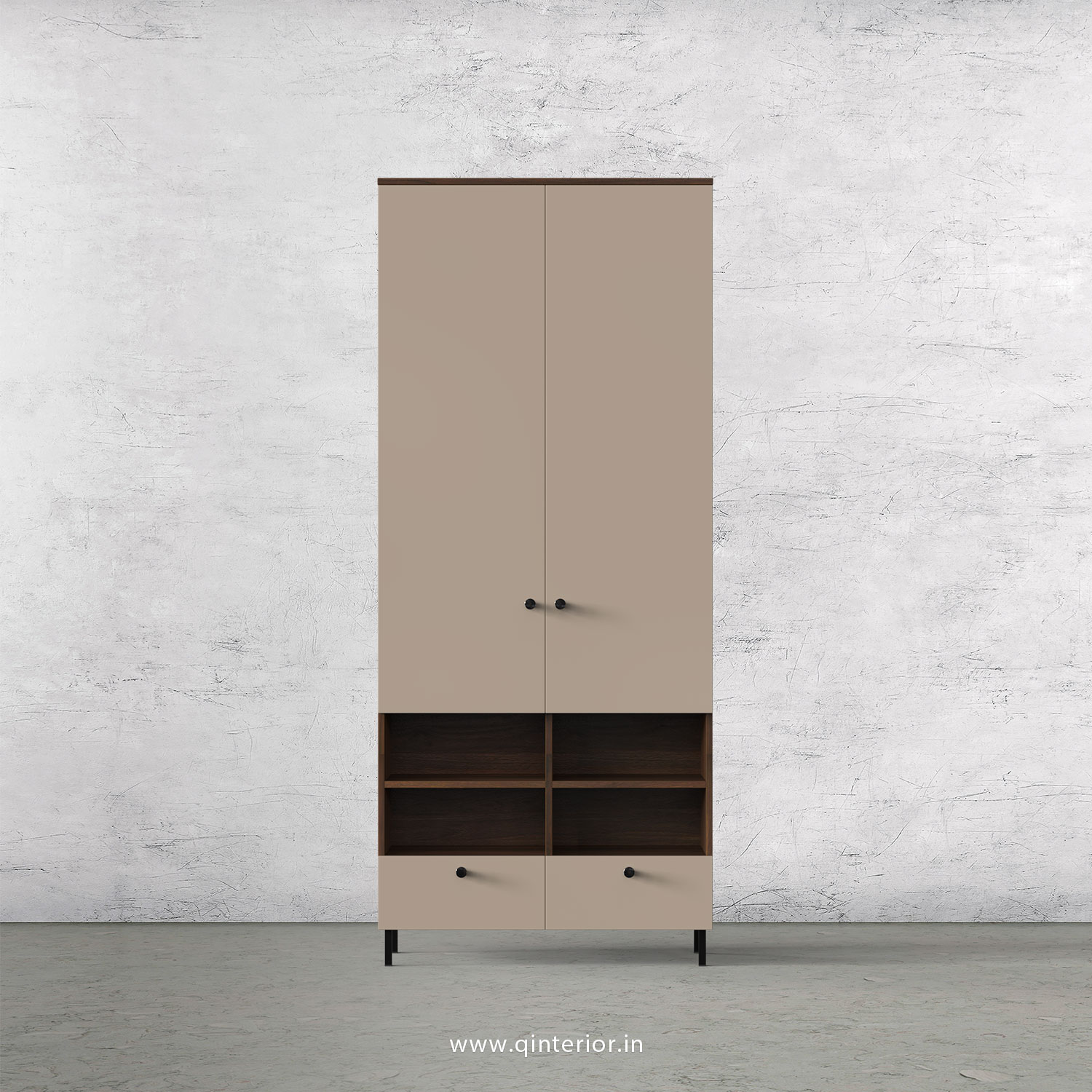 Lambent 2 Door Wardrobe in Walnut and Cappuccino Finish – DWRD009 C13