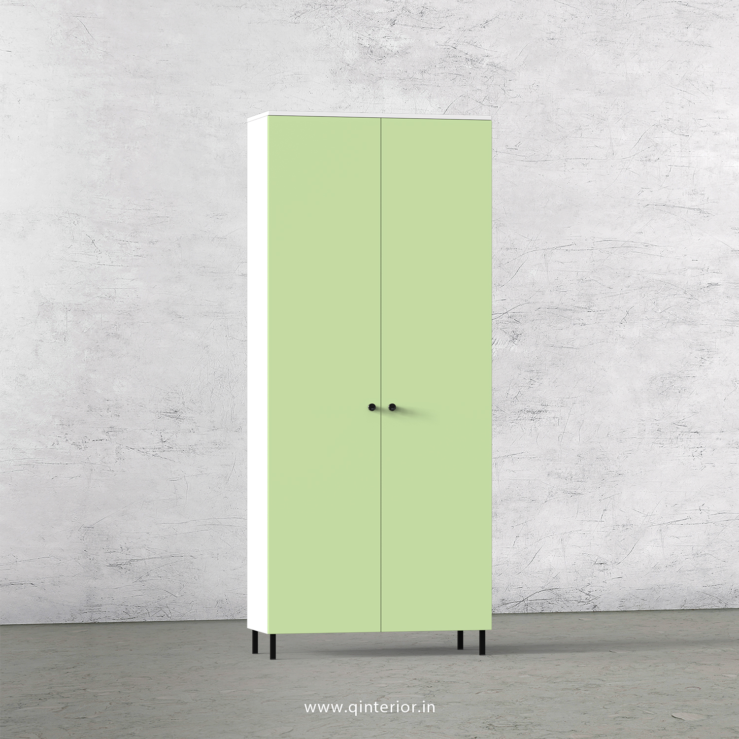 Lambent 2 Door Wardrobe in White and Pairie Green Finish – DWRD001 C83