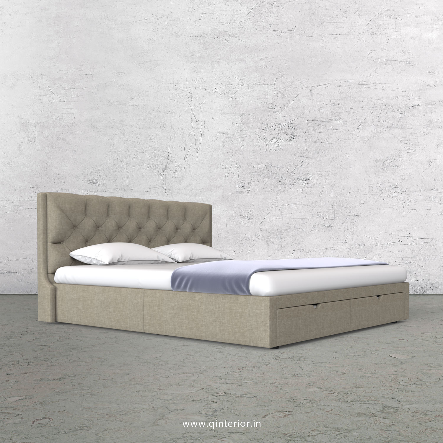Scorpius King Size Storage Bed in Cotton Plain - KBD001 CP01