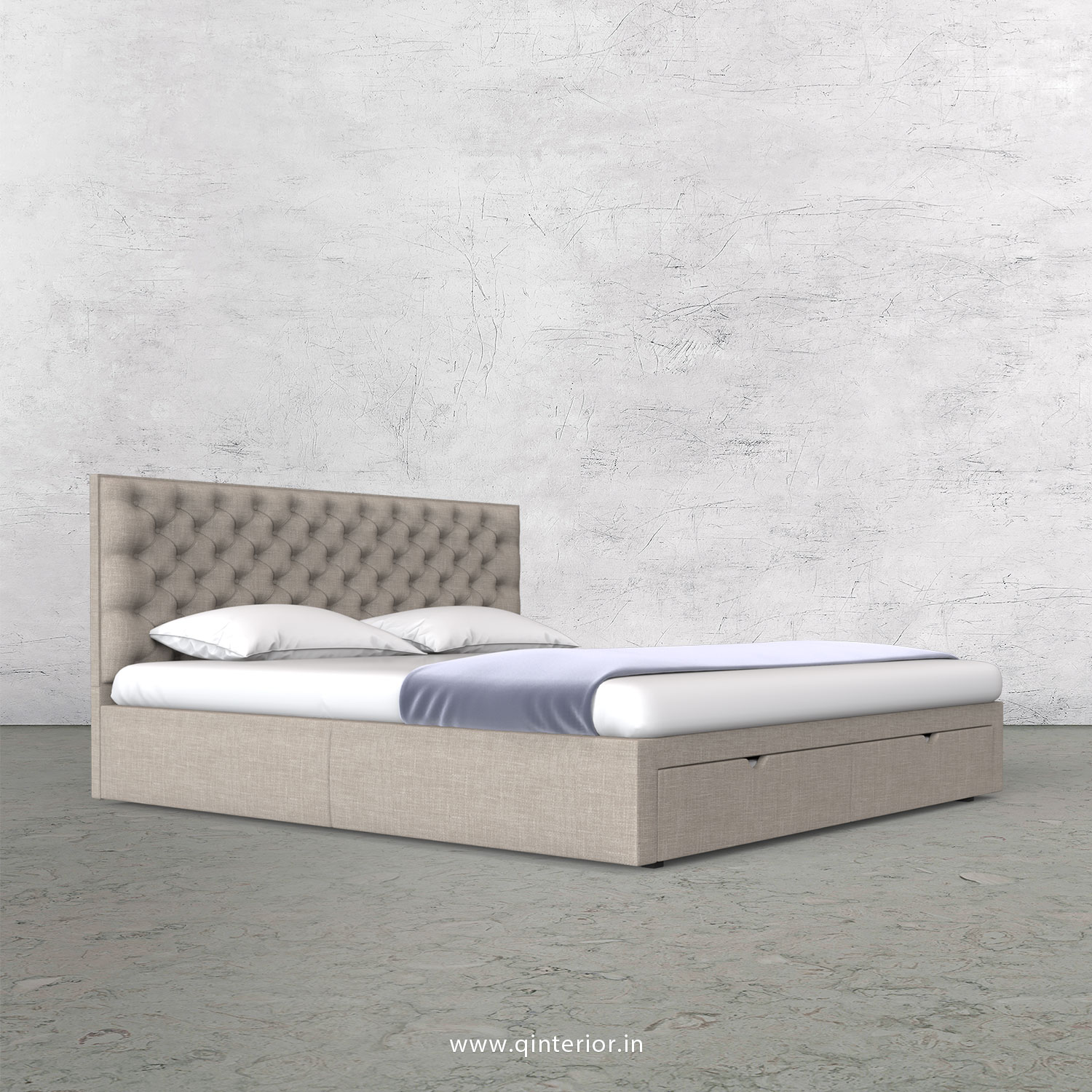 Orion King Size Storage Bed in Cotton Plain - KBD001 CP02
