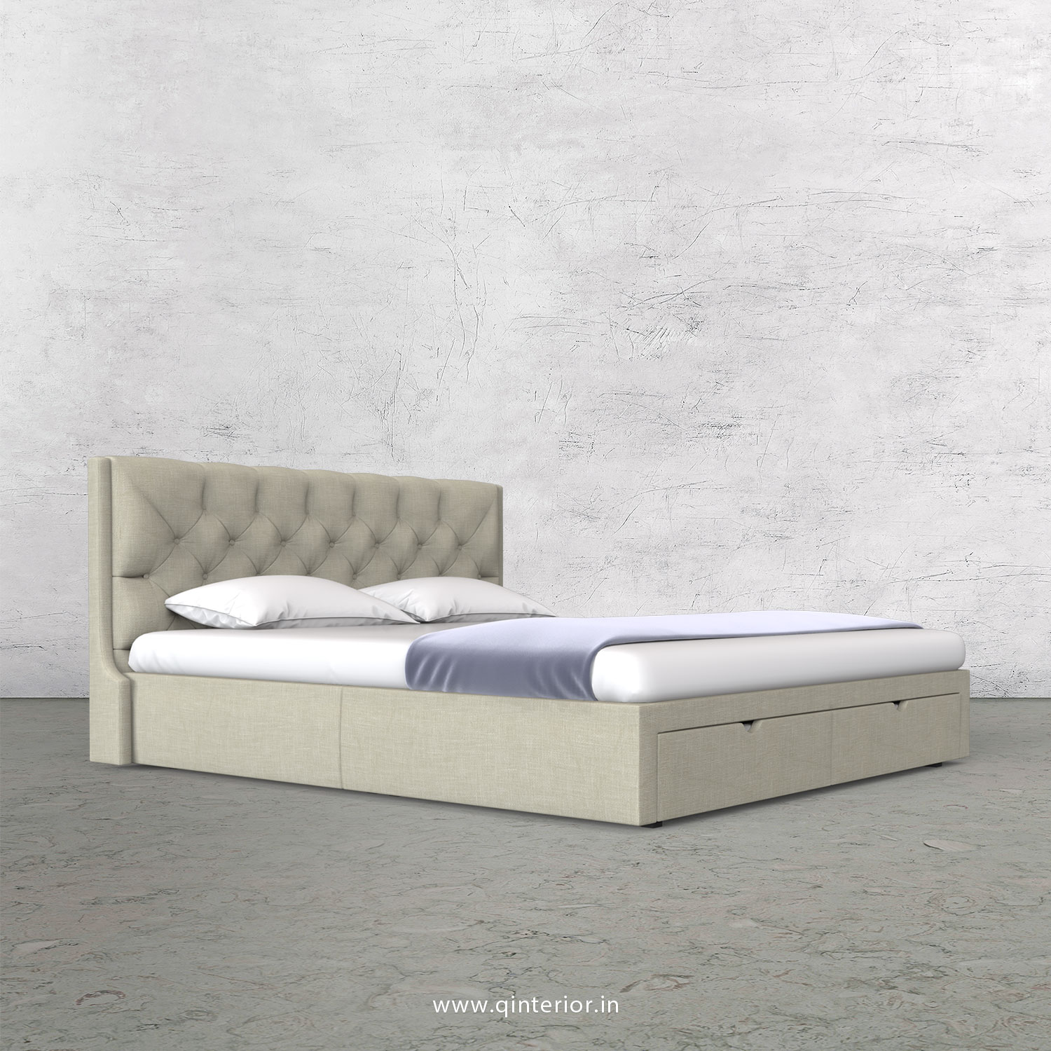 Scorpius King Size Storage Bed in Cotton Plain - KBD001 CP03