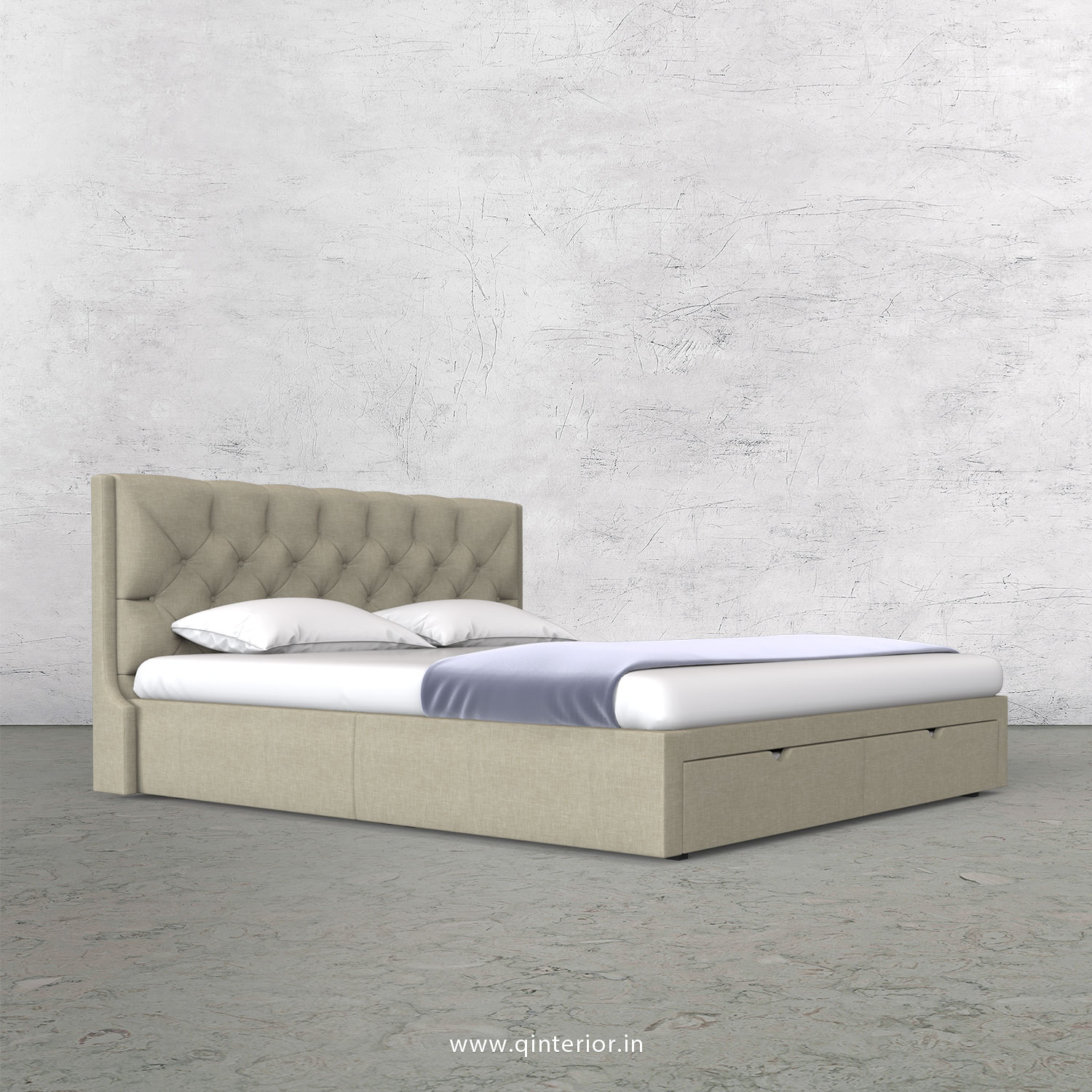 Scorpius King Size Storage Bed in Cotton Plain - KBD001 CP05