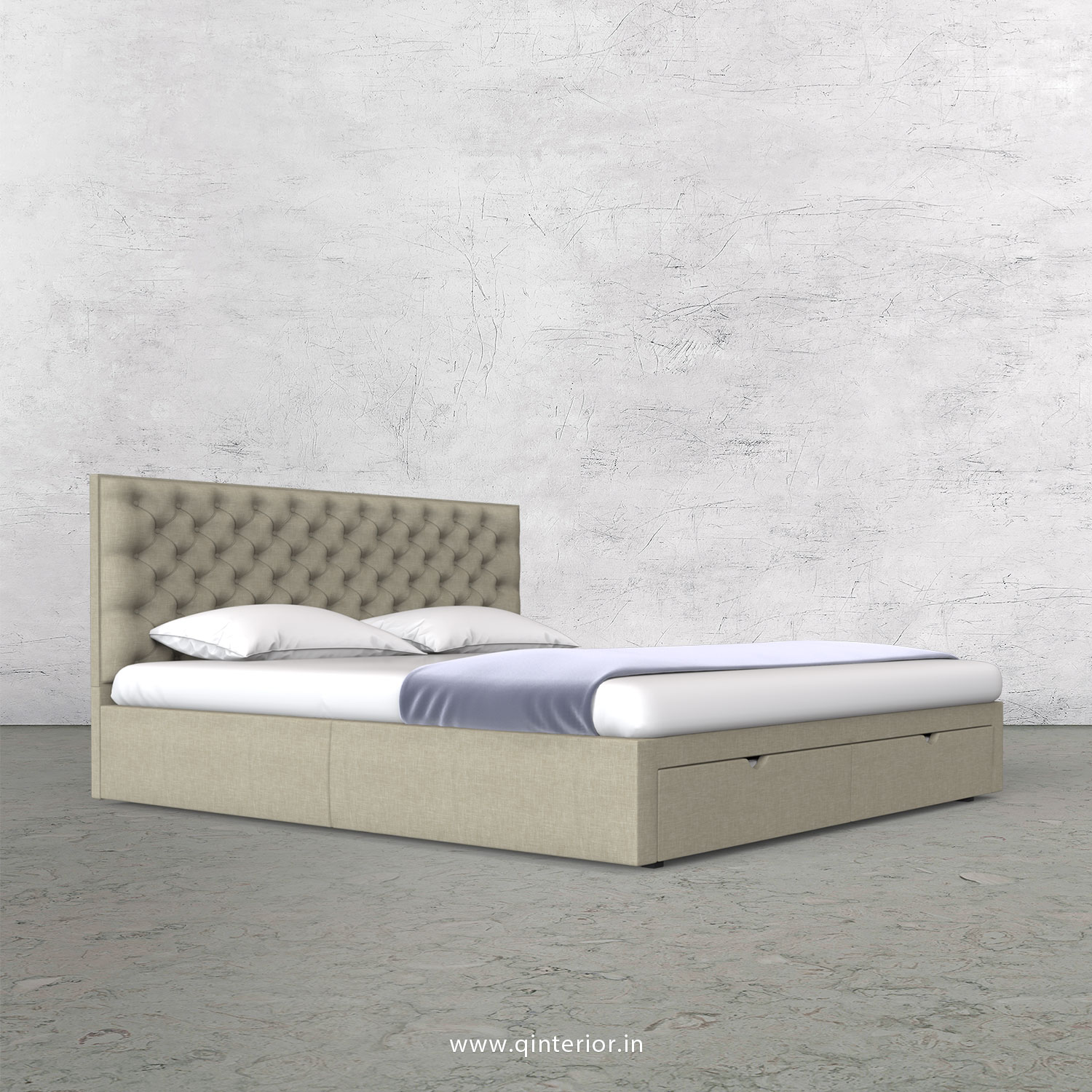 Orion King Size Storage Bed in Cotton Plain - KBD001 CP05