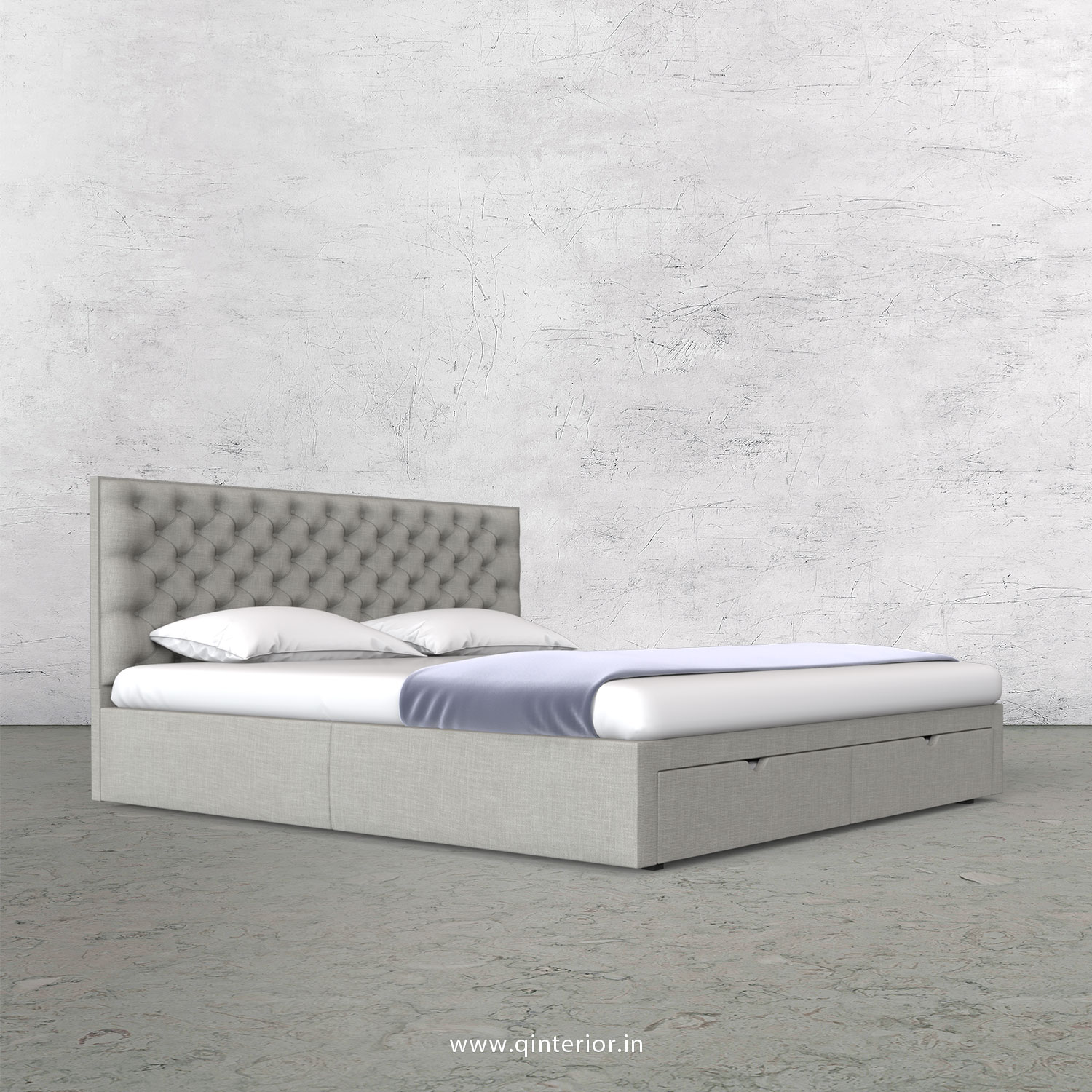 Orion King Size Storage Bed in Cotton Plain - KBD001 CP06