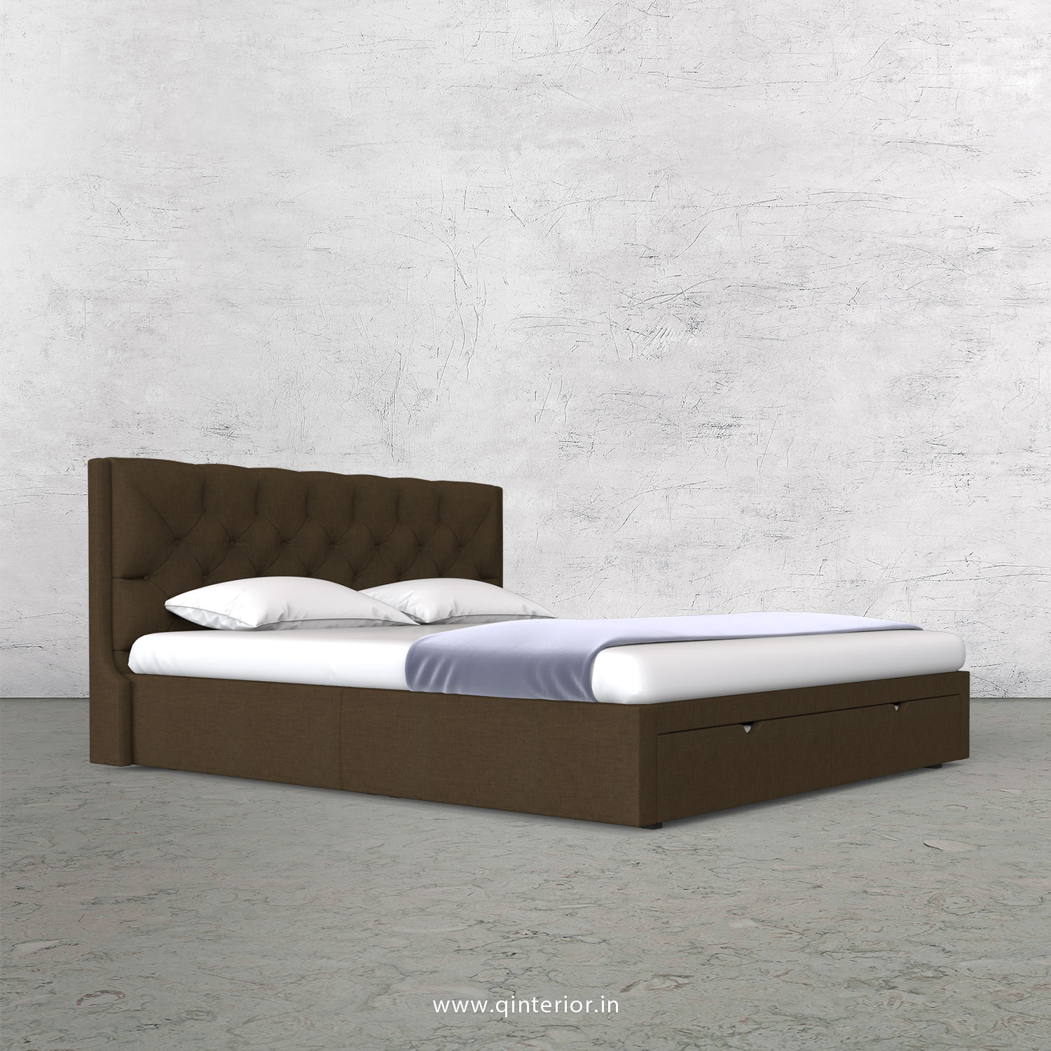 Scorpius King Size Storage Bed in Cotton Plain - KBD001 CP10