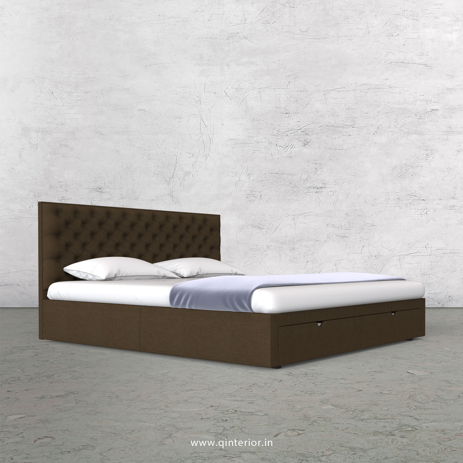 Orion King Size Storage Bed in Cotton Plain - KBD001 CP10