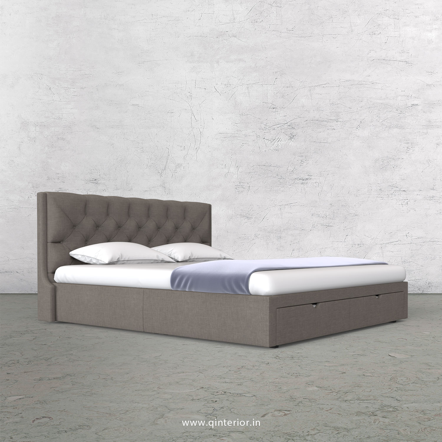 Scorpius King Size Storage Bed in Cotton Plain - KBD001 CP11