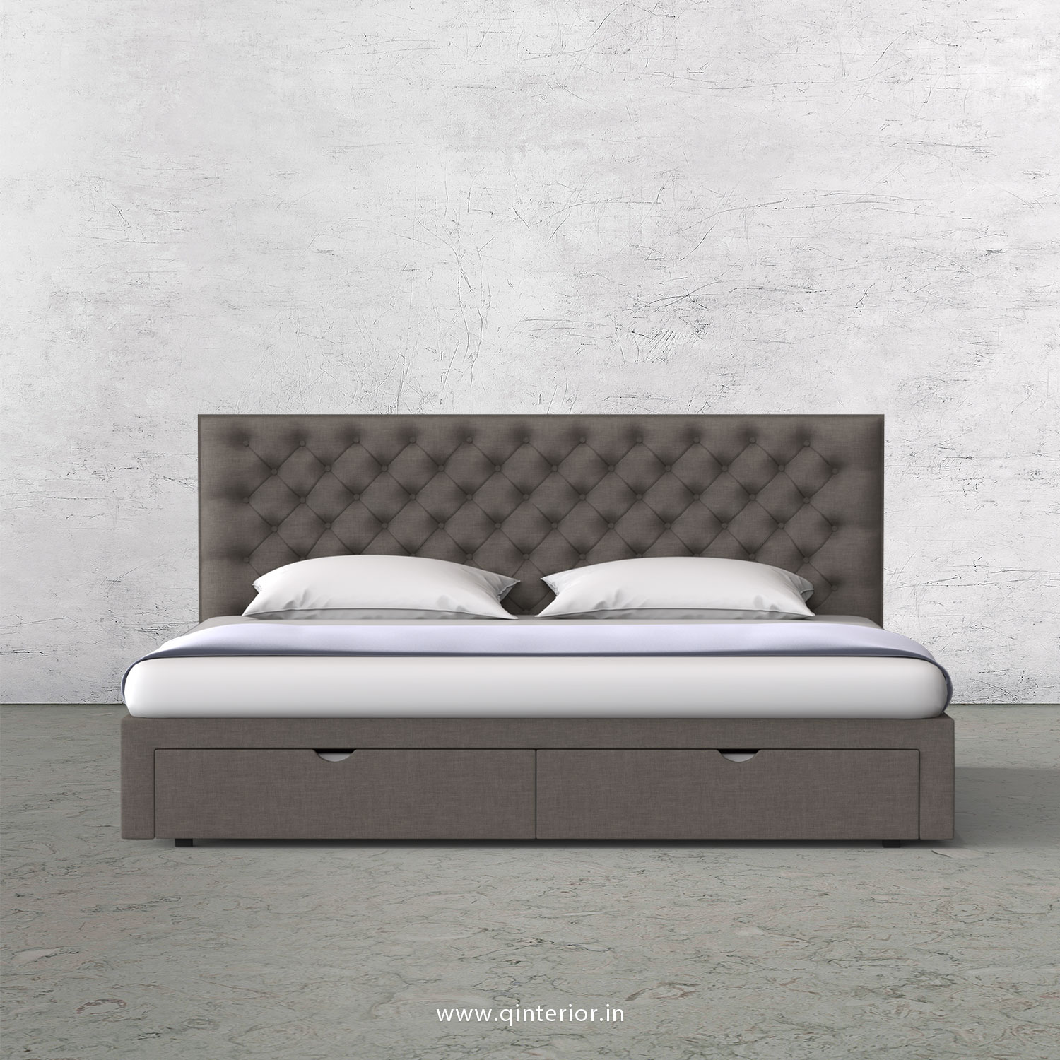 Orion King Size Storage Bed in Cotton Plain - KBD001 CP11