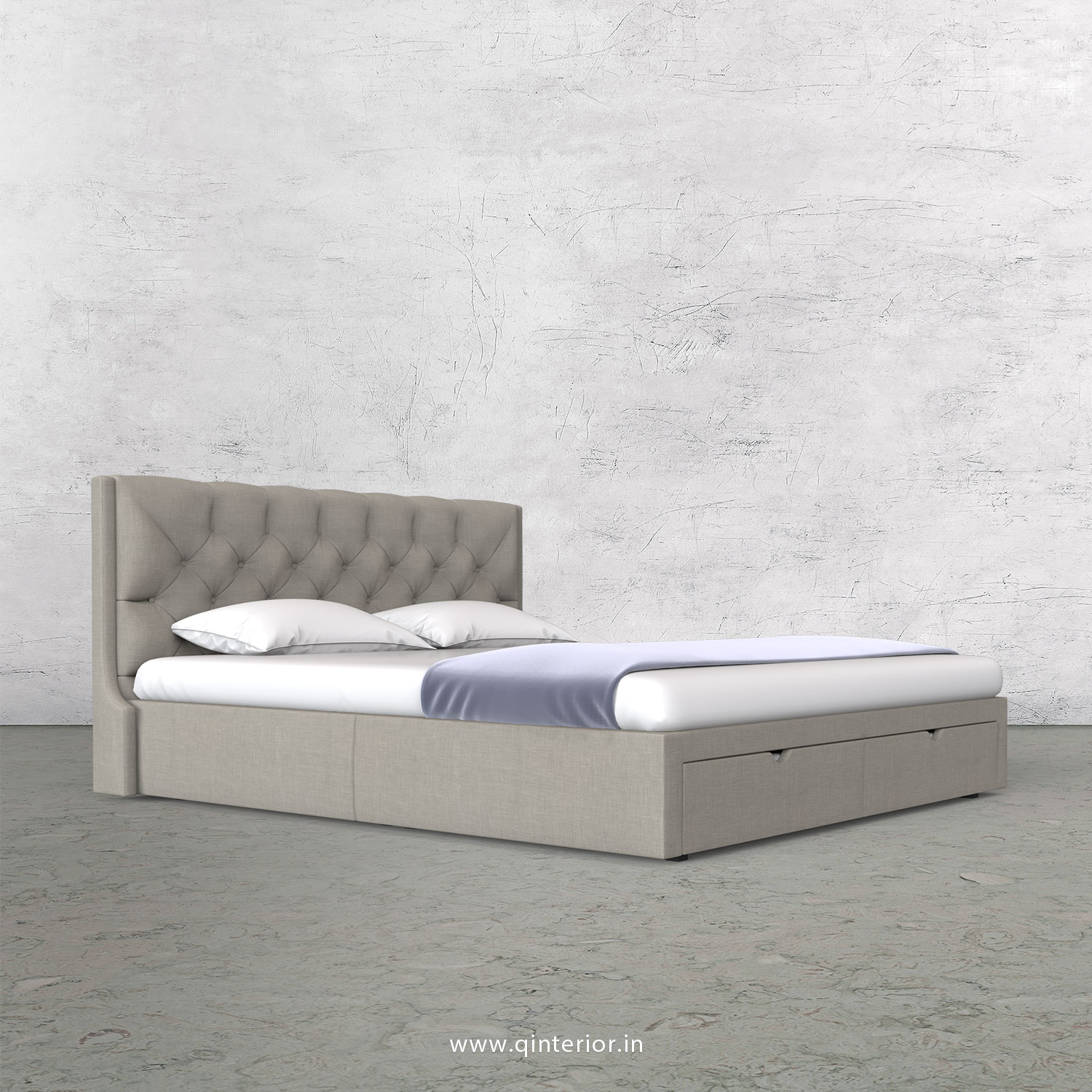 Scorpius King Size Storage Bed in Cotton Plain - KBD001 CP12