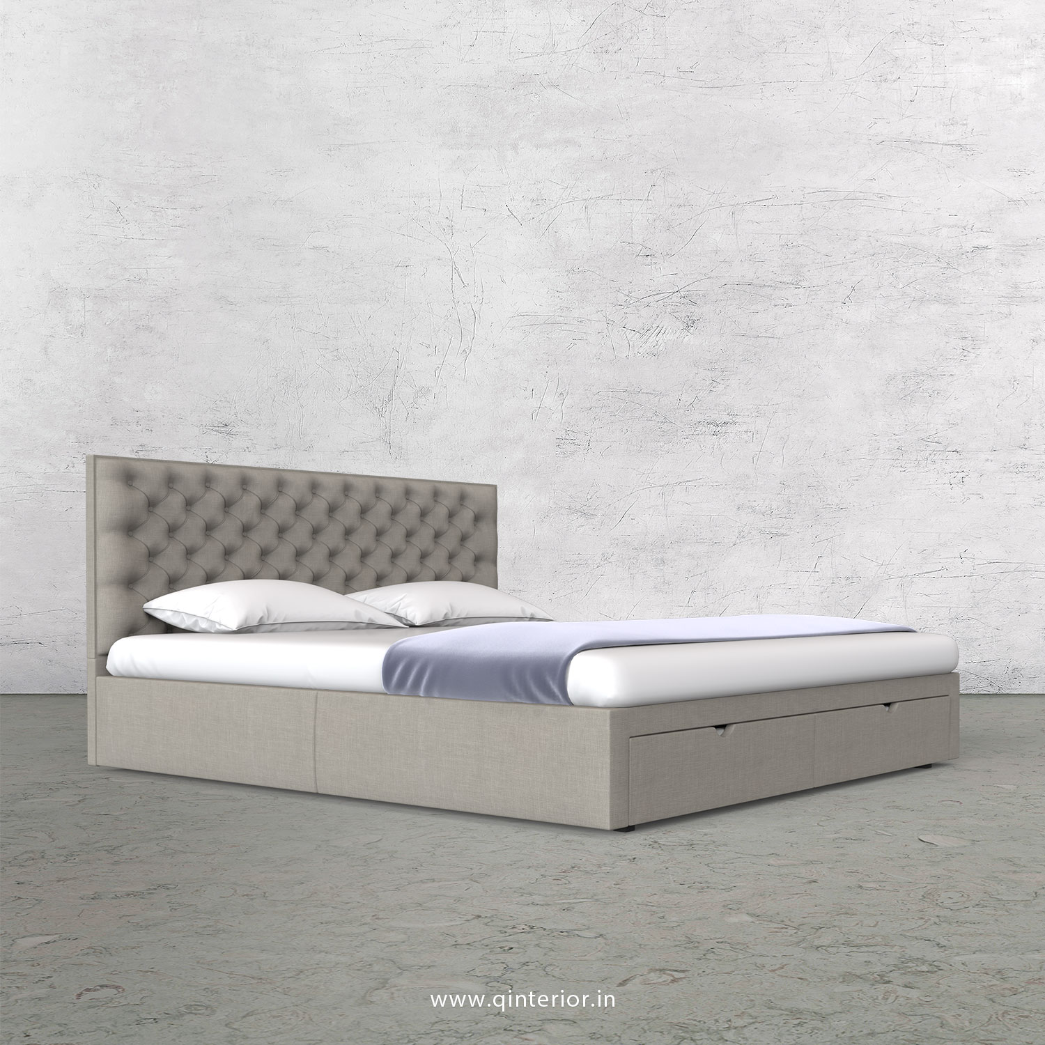 Orion King Size Storage Bed in Cotton Plain - KBD001 CP12