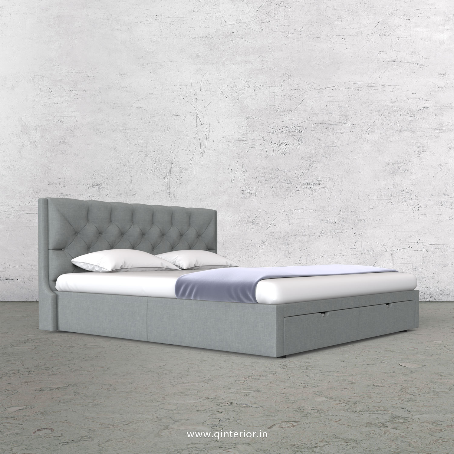 Scorpius King Size Storage Bed in Cotton Plain - KBD001 CP13