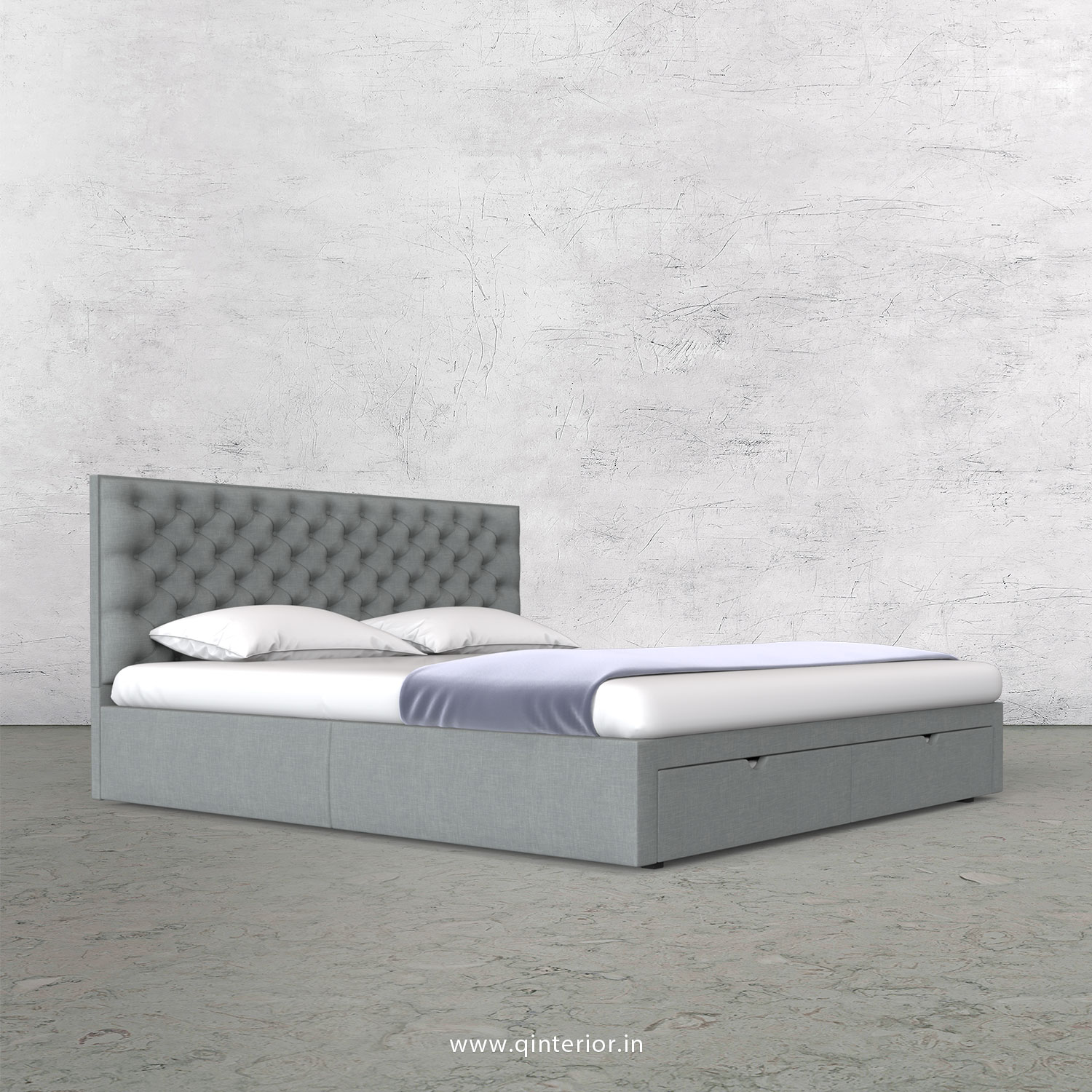 Orion King Size Storage Bed in Cotton Plain - KBD001 CP13