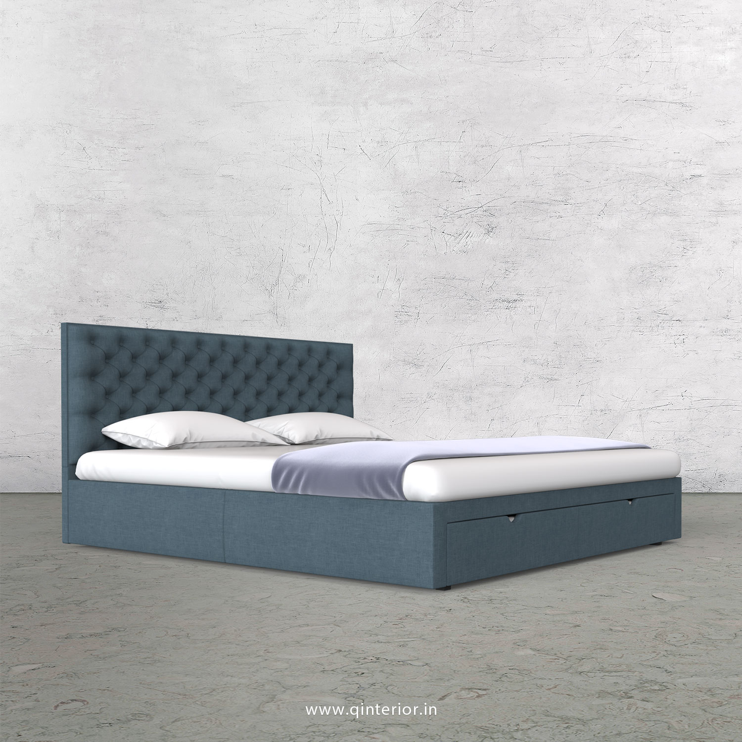 Orion King Size Storage Bed in Cotton Plain - KBD001 CP14
