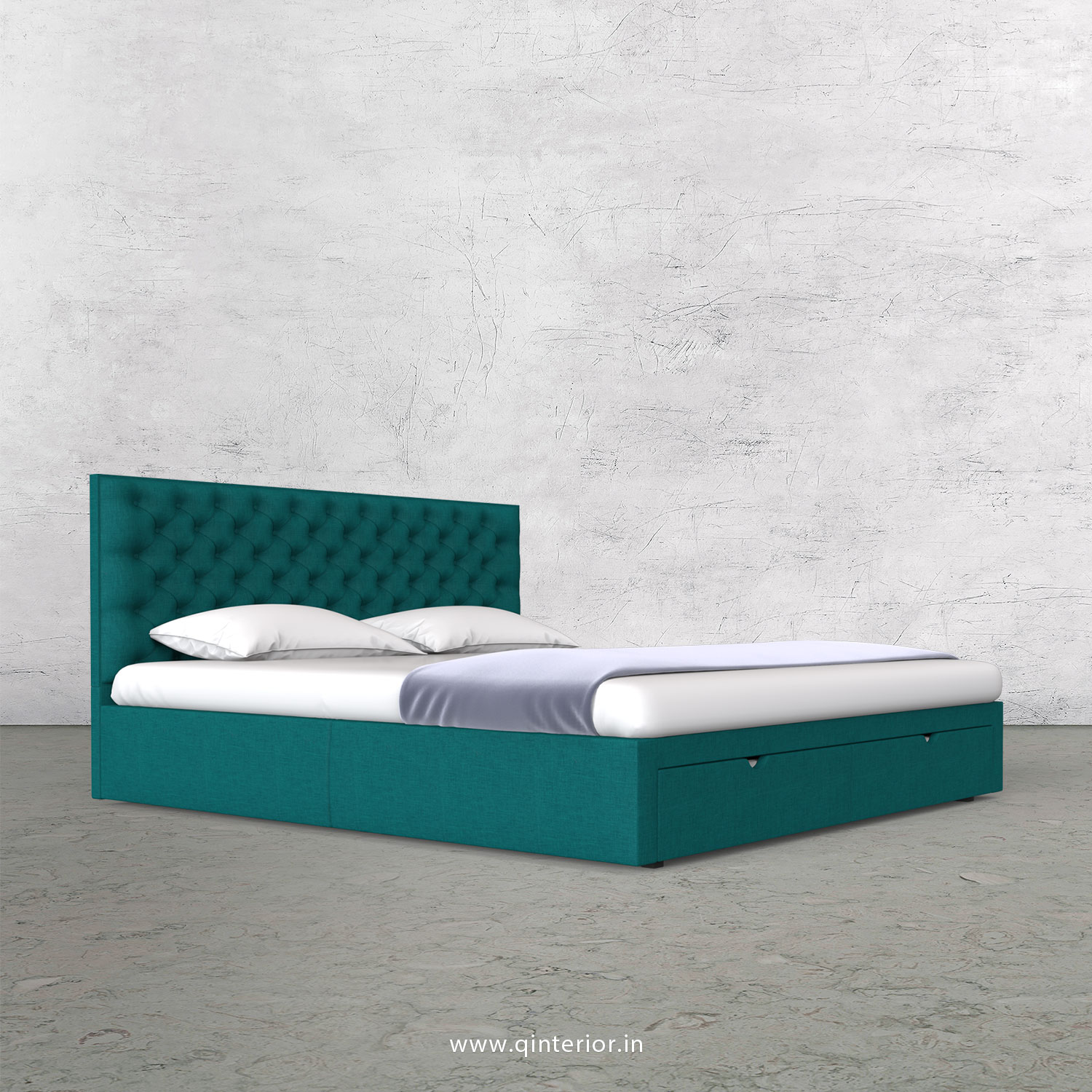 Orion King Size Storage Bed in Cotton Plain - KBD001 CP16