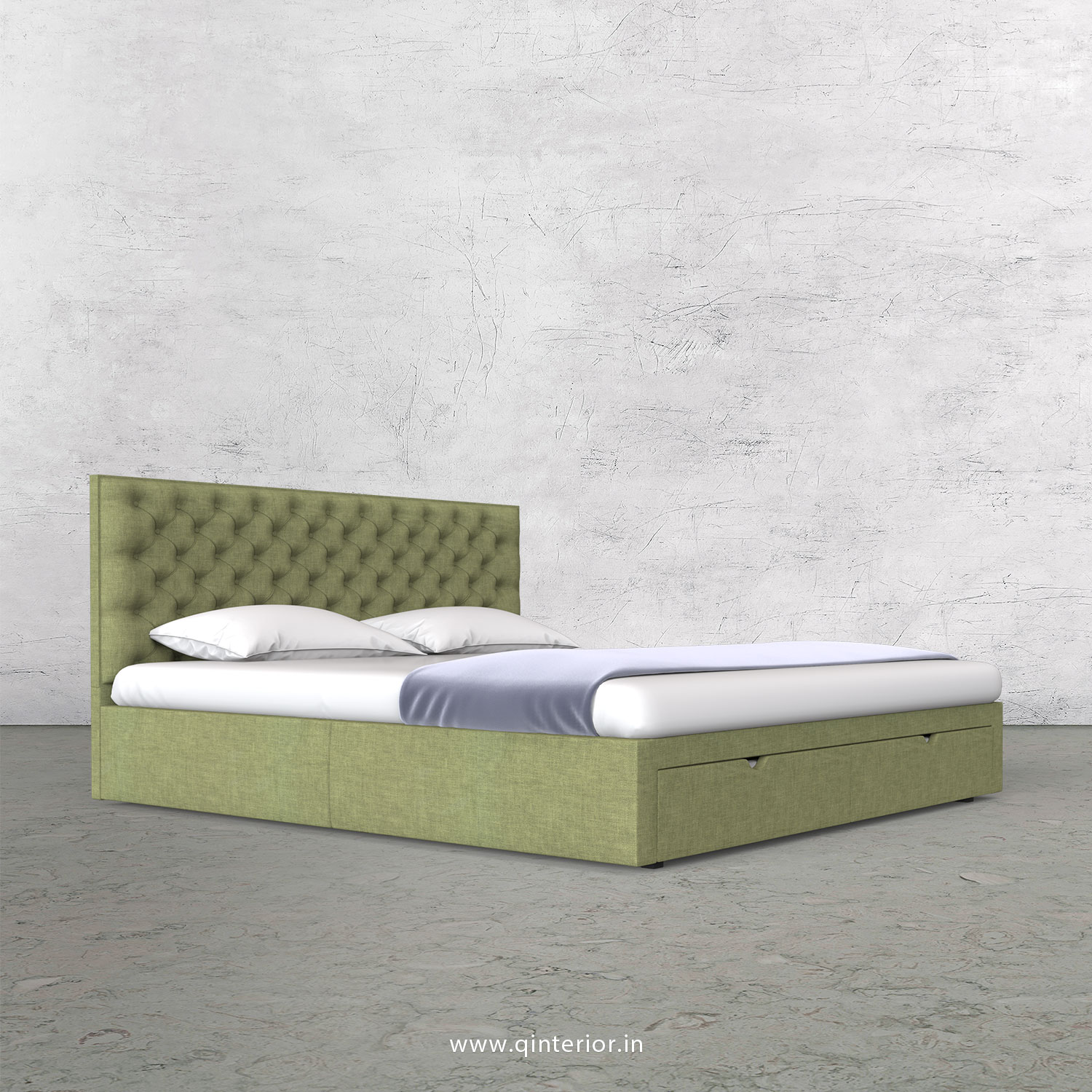 Orion King Size Storage Bed in Cotton Plain - KBD001 CP18