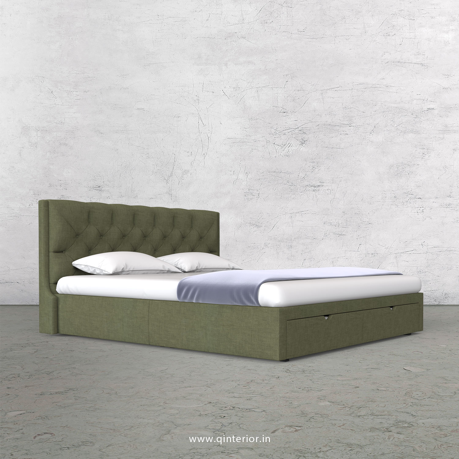Scorpius King Size Storage Bed in Cotton Plain - KBD001 CP20