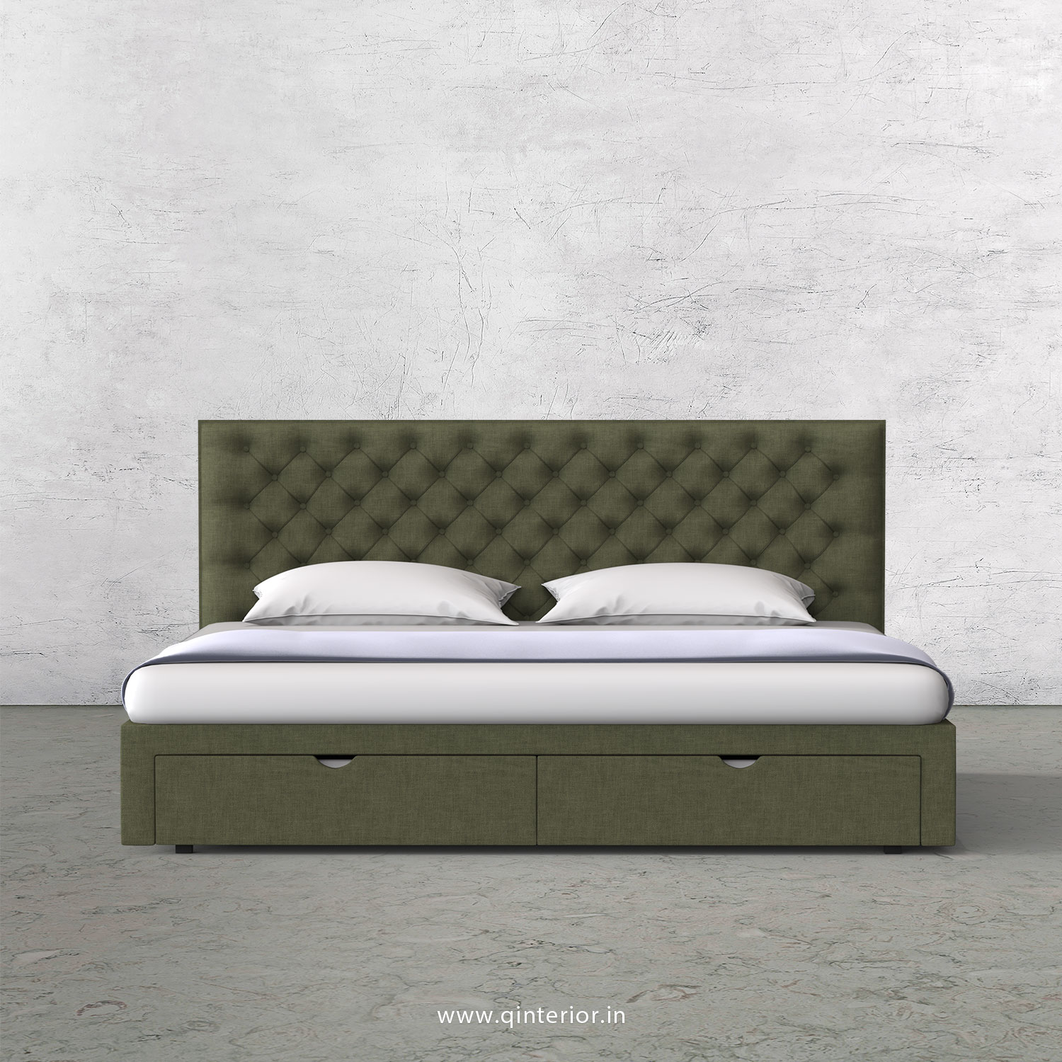 Orion King Size Storage Bed in Cotton Plain - KBD001 CP20