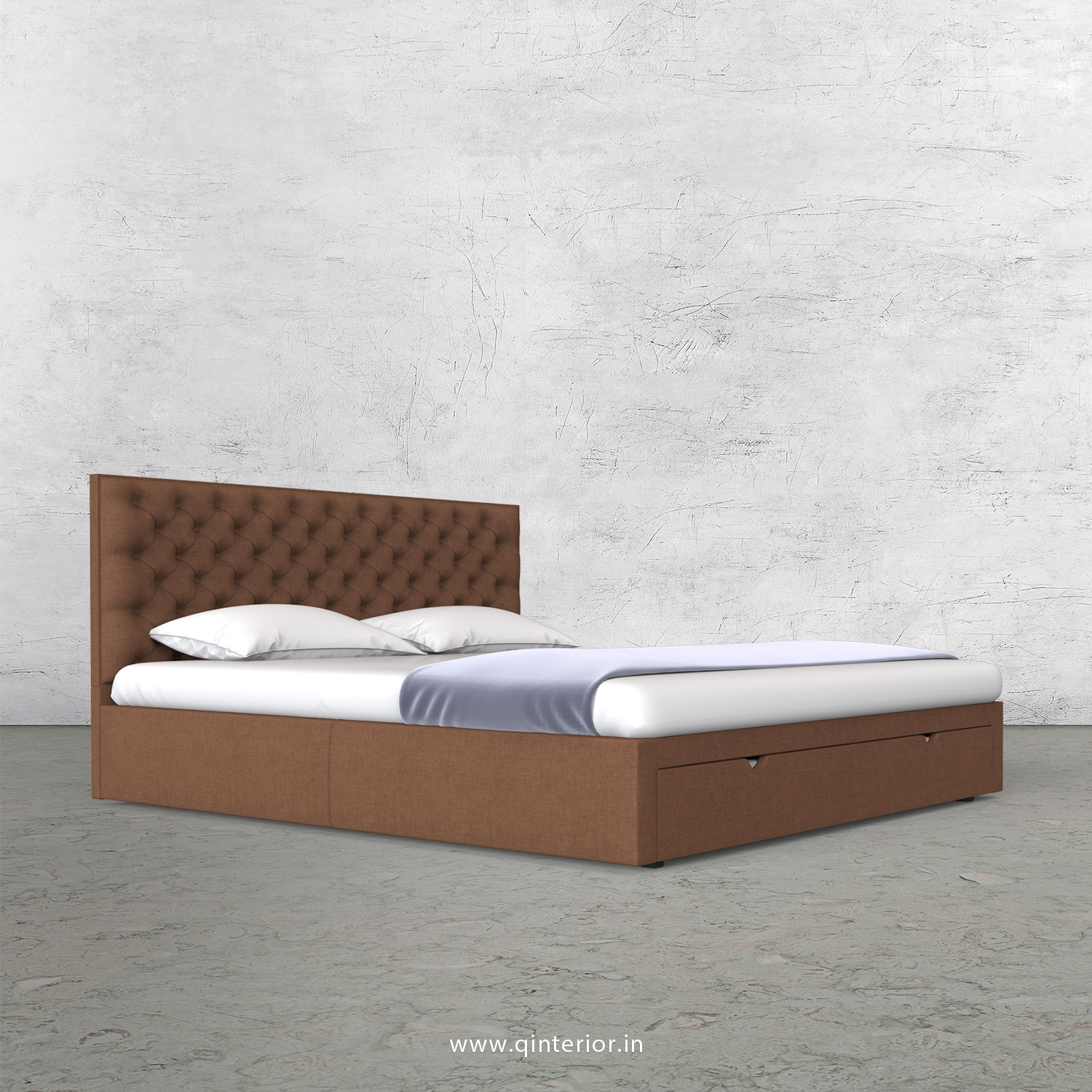 Orion King Size Storage Bed in Cotton Plain - KBD001 CP22