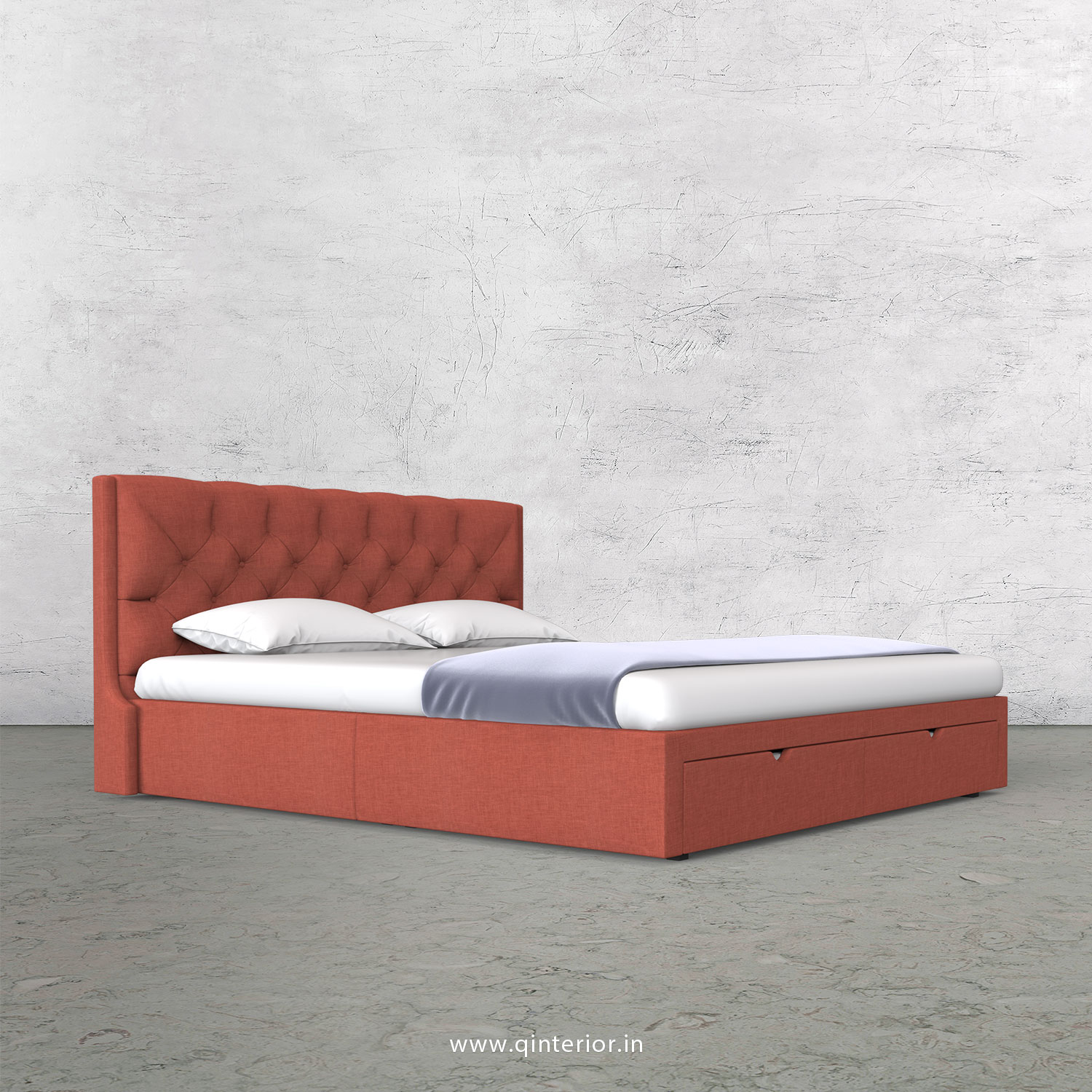 Scorpius King Size Storage Bed in Cotton Plain - KBD001 CP23