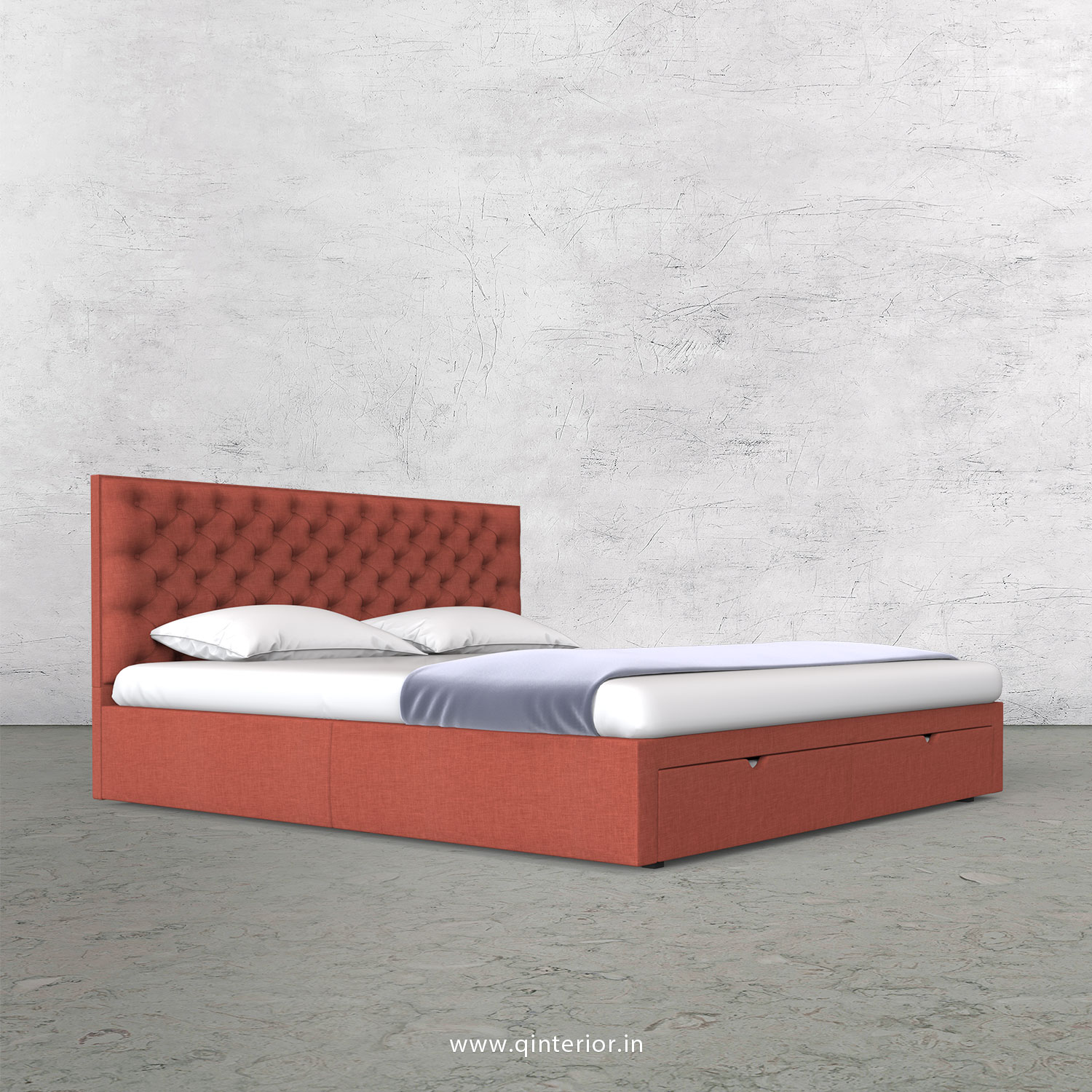 Orion King Size Storage Bed in Cotton Plain - KBD001 CP23