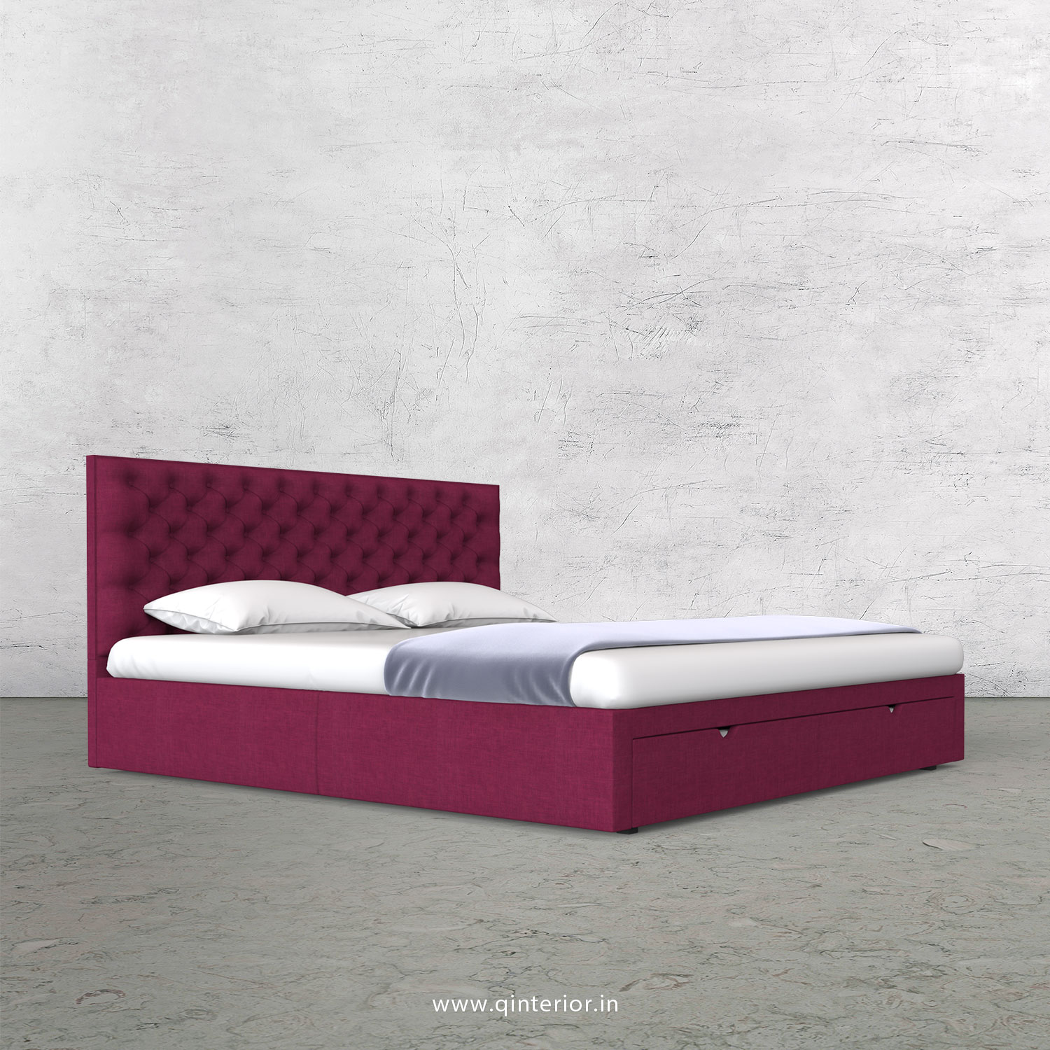 Orion King Size Storage Bed in Cotton Plain - KBD001 CP25