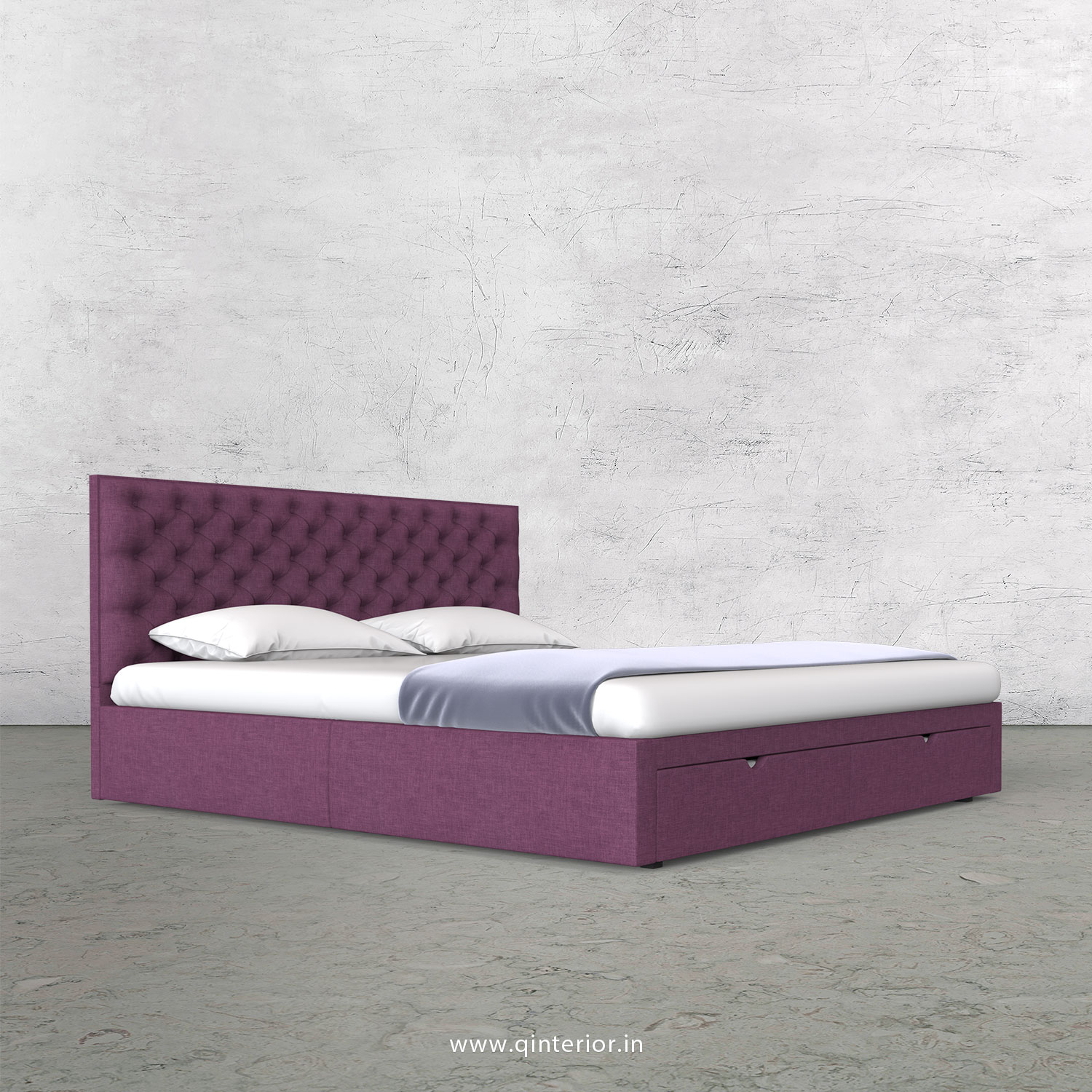 Orion King Size Storage Bed in Cotton Plain - KBD001 CP26