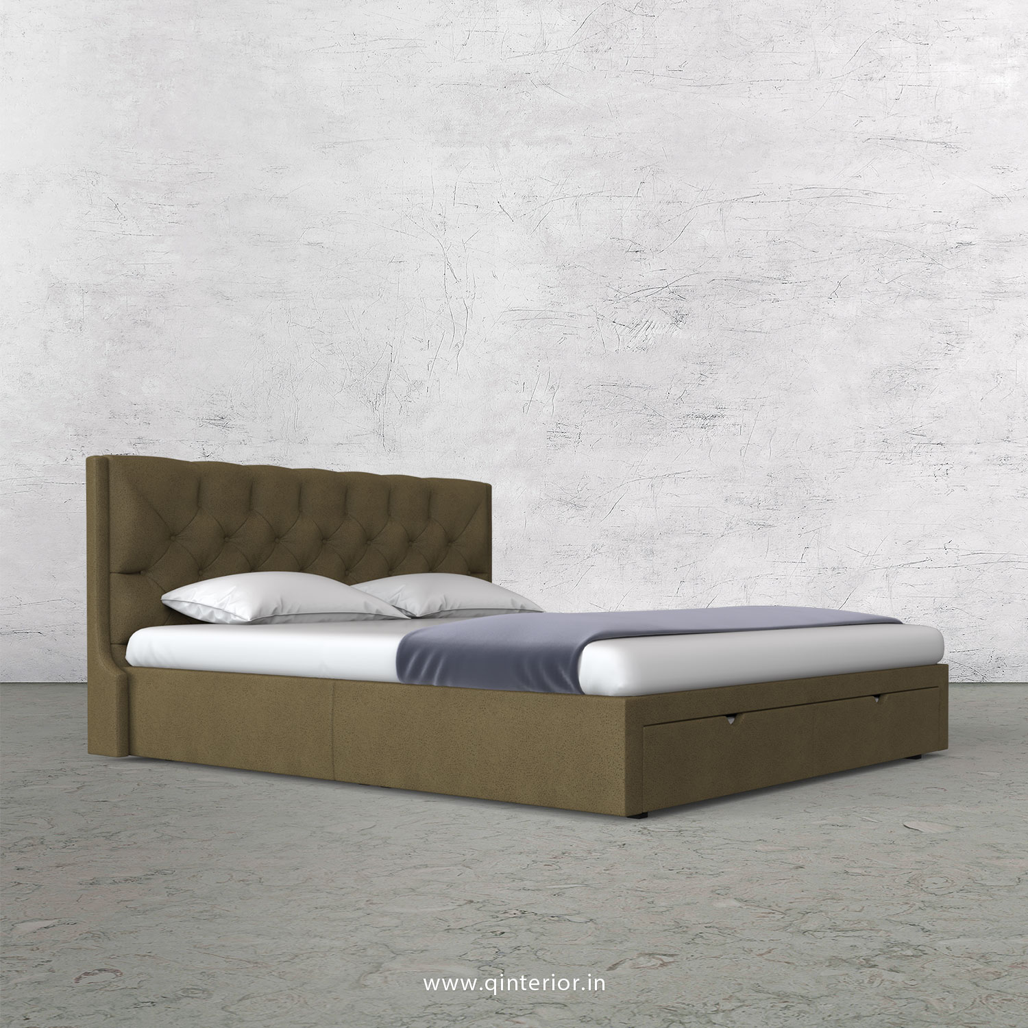Scorpius King Size Storage Bed in Fab Leather Fabric - KBD001 FL01