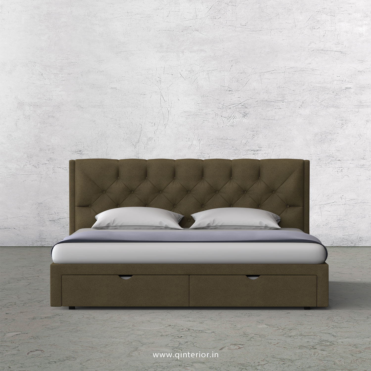 Scorpius King Size Storage Bed in Fab Leather Fabric - KBD001 FL01