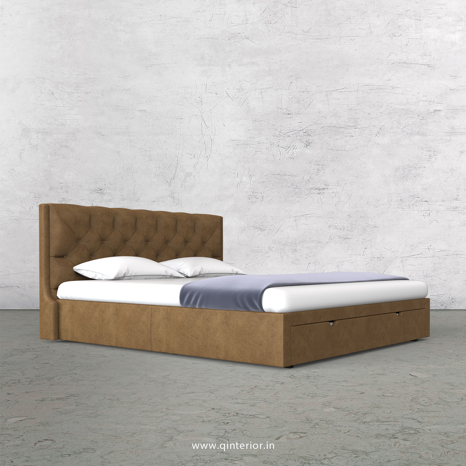 Scorpius Queen Storage Bed in Fab Leather Fabric - QBD001 FL02