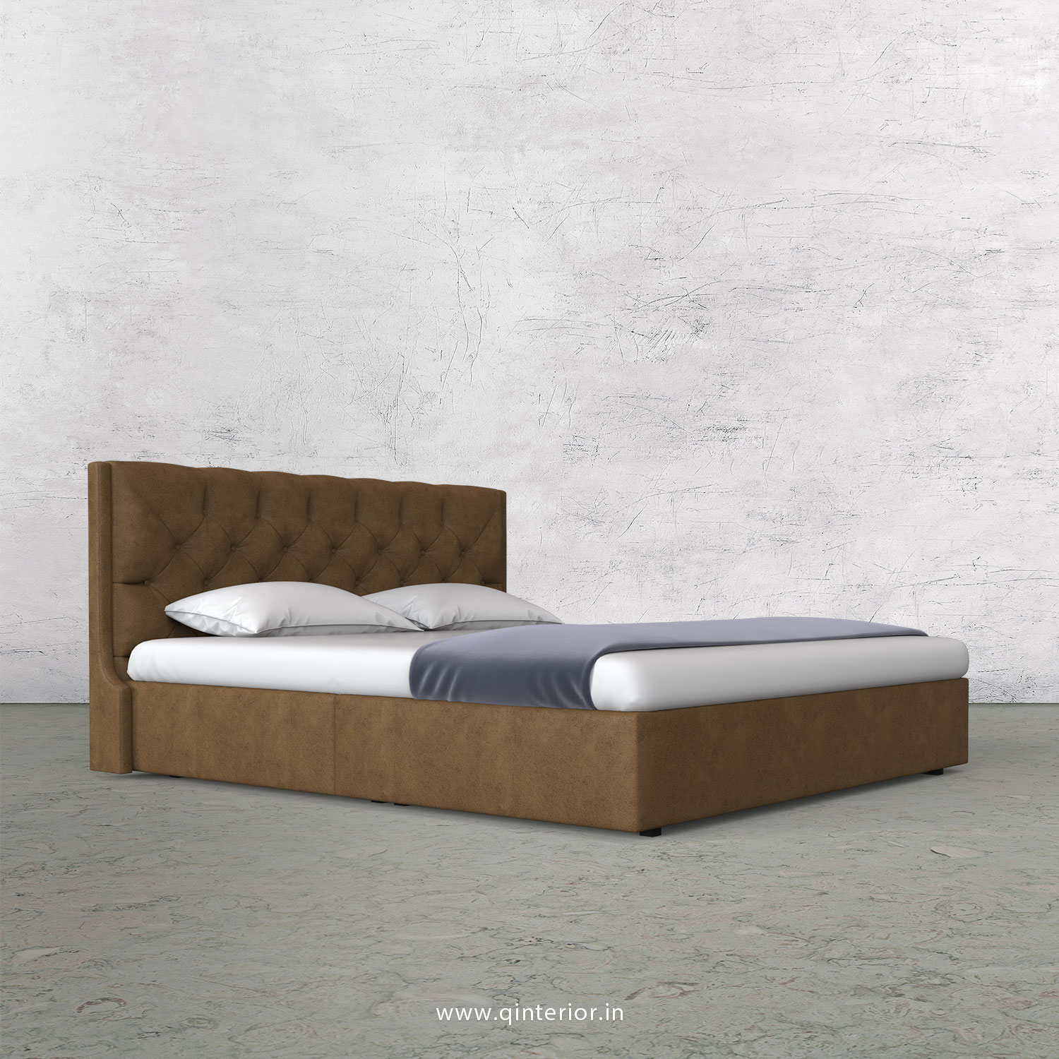 Scorpius Queen Bed in Fab Leather Fabric - QBD009 FL02