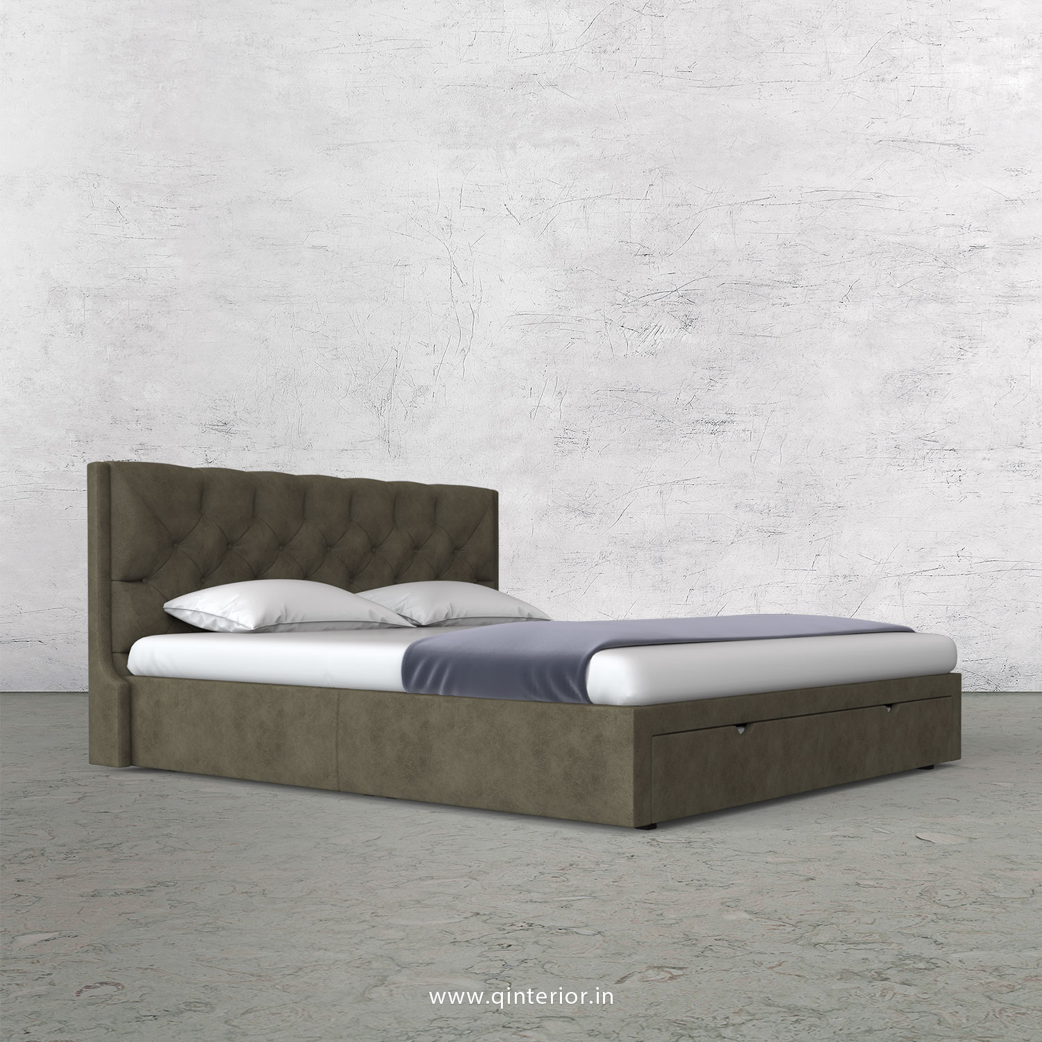 Scorpius Queen Storage Bed in Fab Leather Fabric - QBD001 FL03