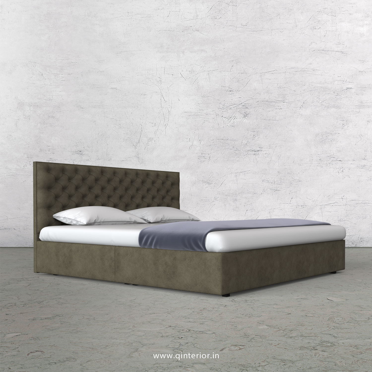 Orion King Size Bed in Fab Leather Fabric - KBD009 FL03