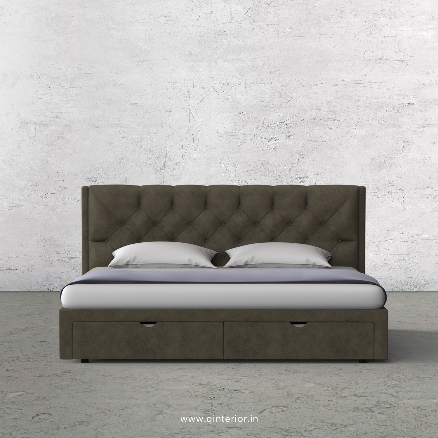 Scorpius Queen Storage Bed in Fab Leather Fabric - QBD001 FL03