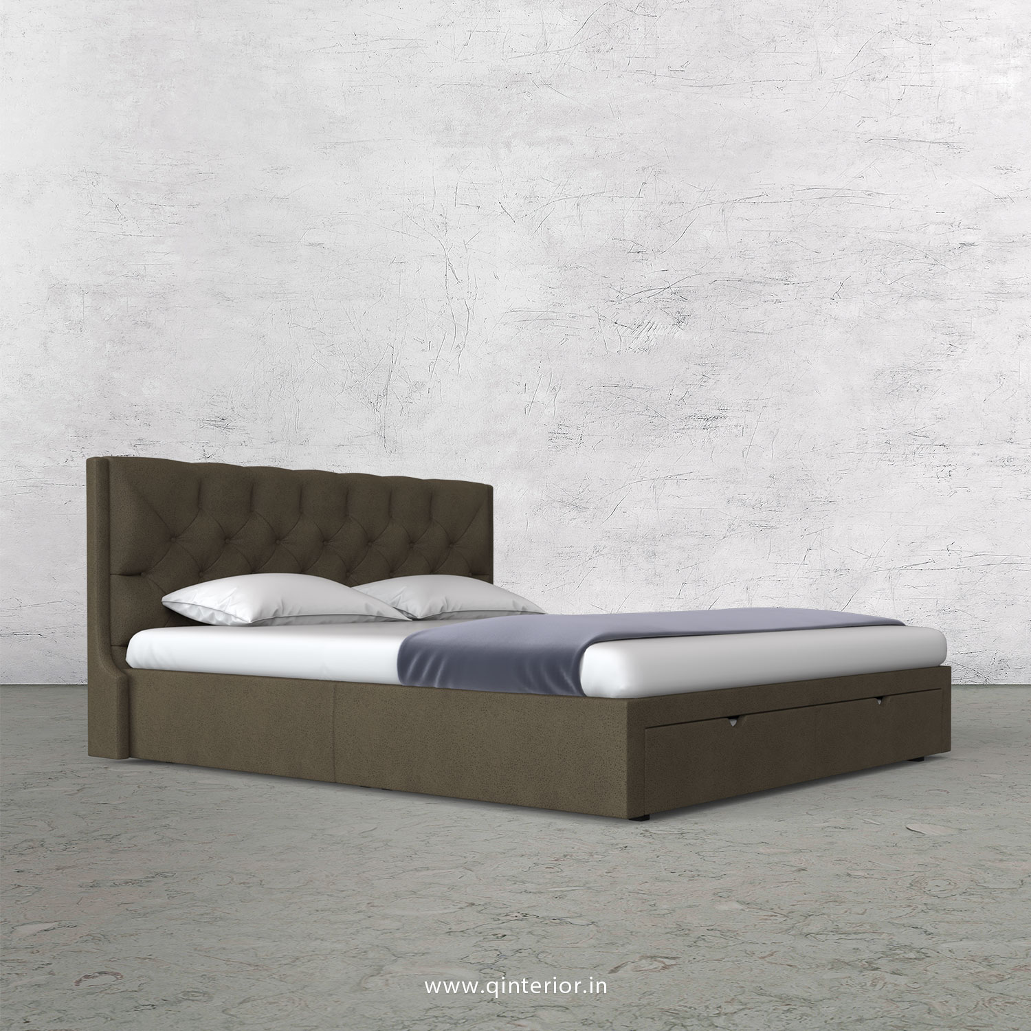 Scorpius King Size Storage Bed in Fab Leather Fabric - KBD001 FL06