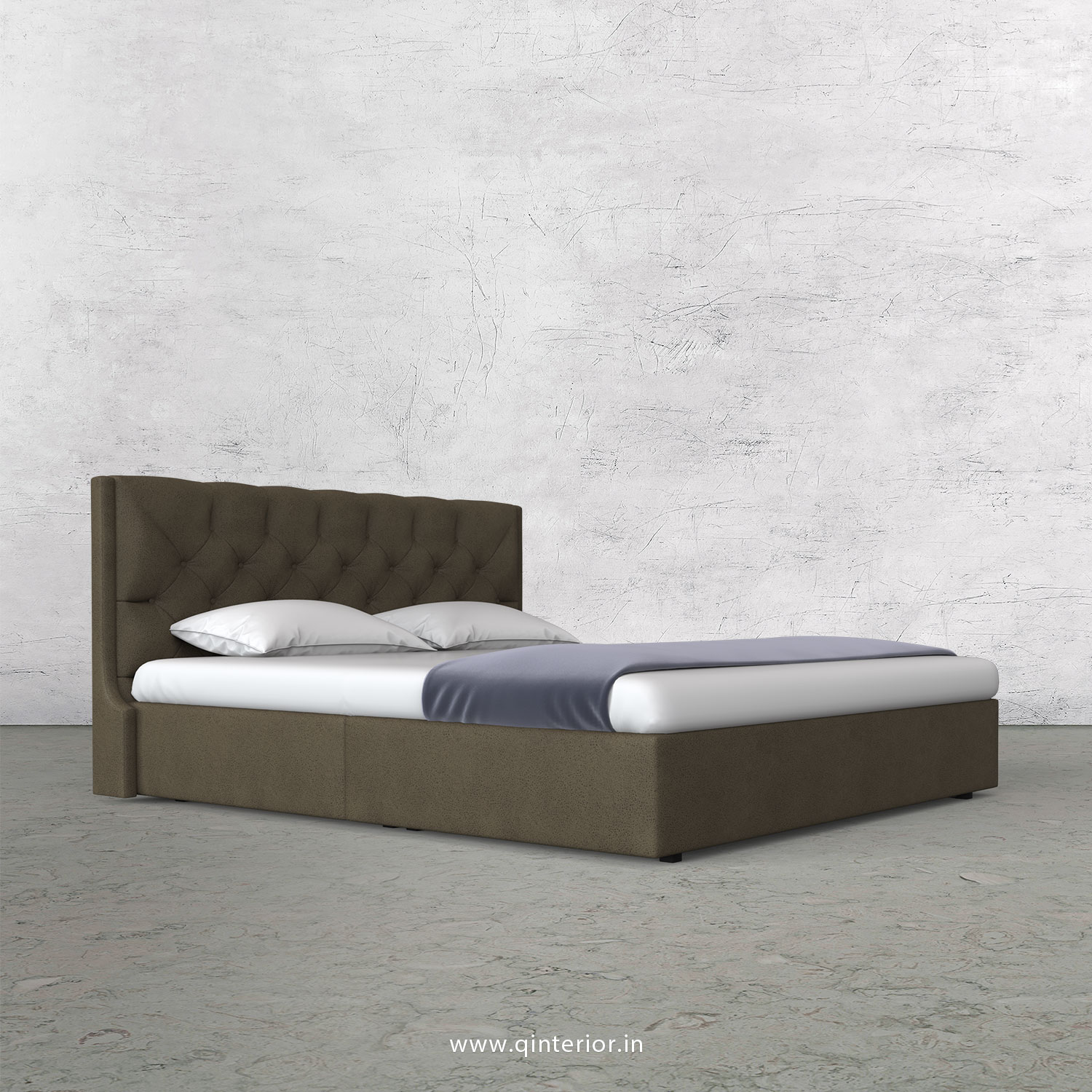 Scorpius King Size Bed in Fab Leather Fabric - KBD009 FL06