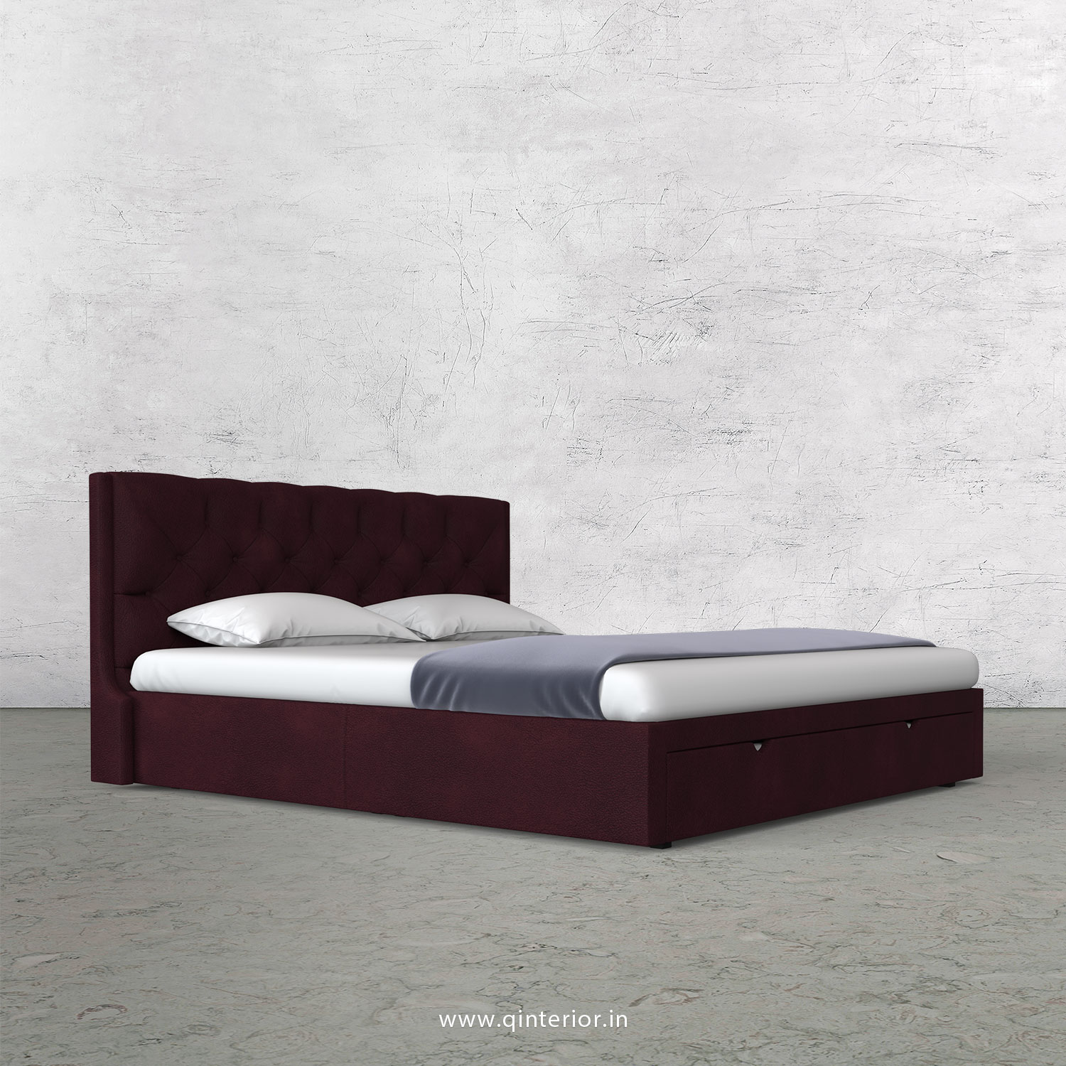 Scorpius Queen Storage Bed in Fab Leather Fabric - QBD001 FL12