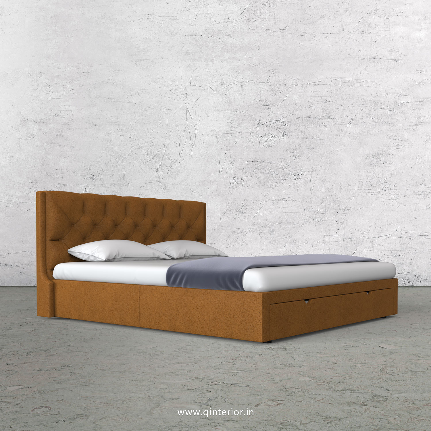 Scorpius King Size Storage Bed in Fab Leather Fabric - KBD001 FL14