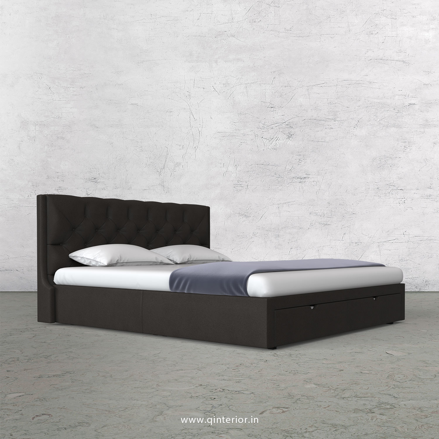 Scorpius Queen Storage Bed in Fab Leather Fabric - QBD001 FL15