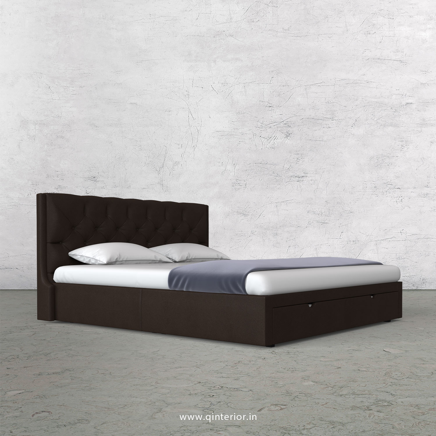 Scorpius King Size Storage Bed in Fab Leather Fabric - KBD001 FL16
