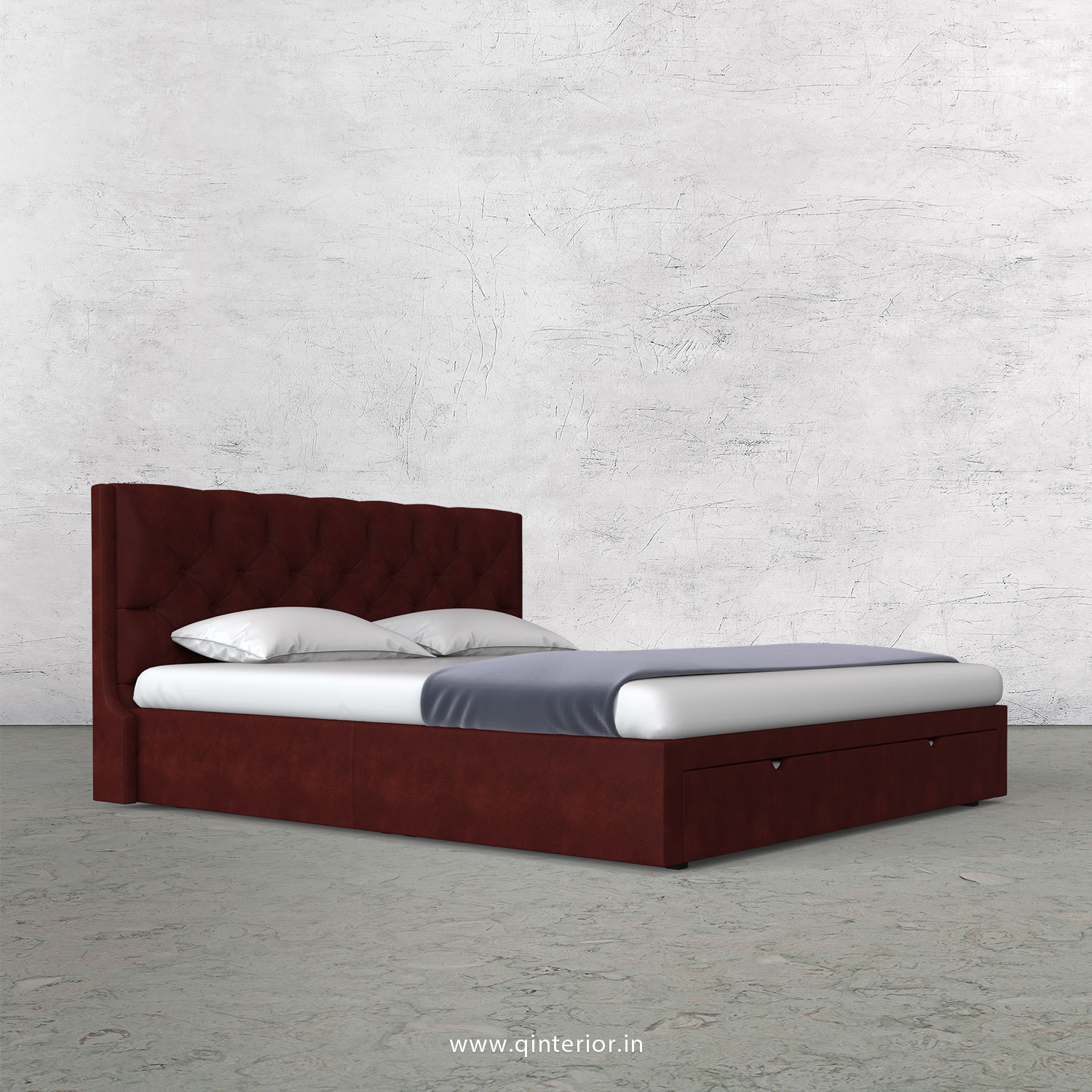 Scorpius Queen Storage Bed in Fab Leather Fabric - QBD001 FL17
