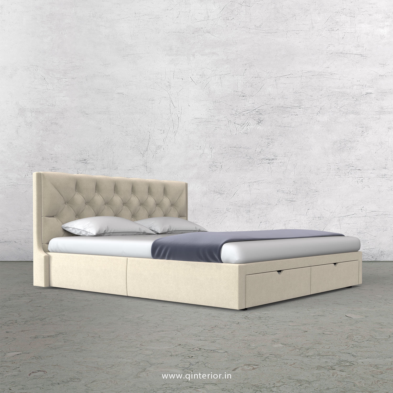 Scorpius King Size Storage Bed in Velvet Fabric - KBD001 VL01